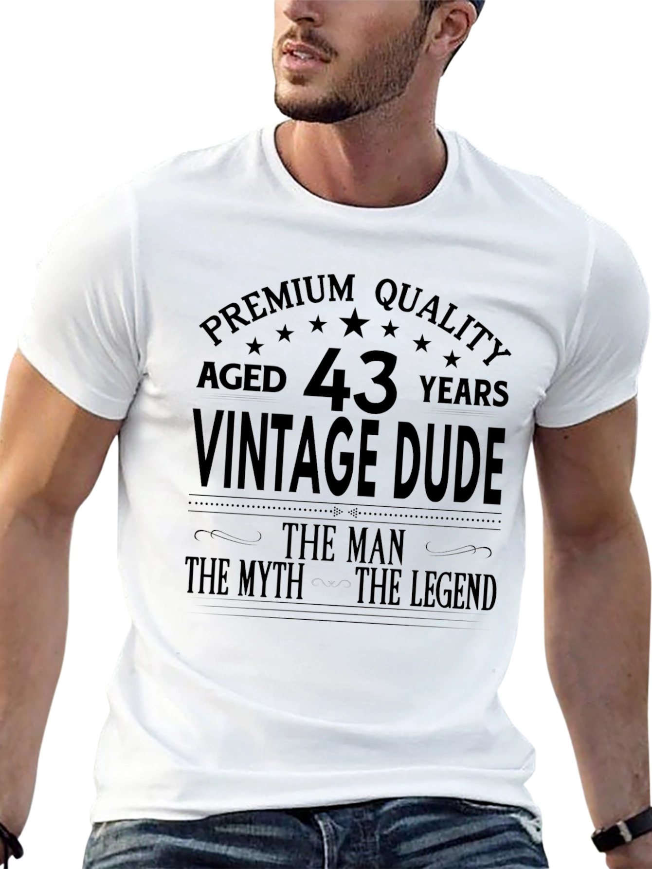 Black Vintage Dude 43 Years Premium T-Shirt view 13