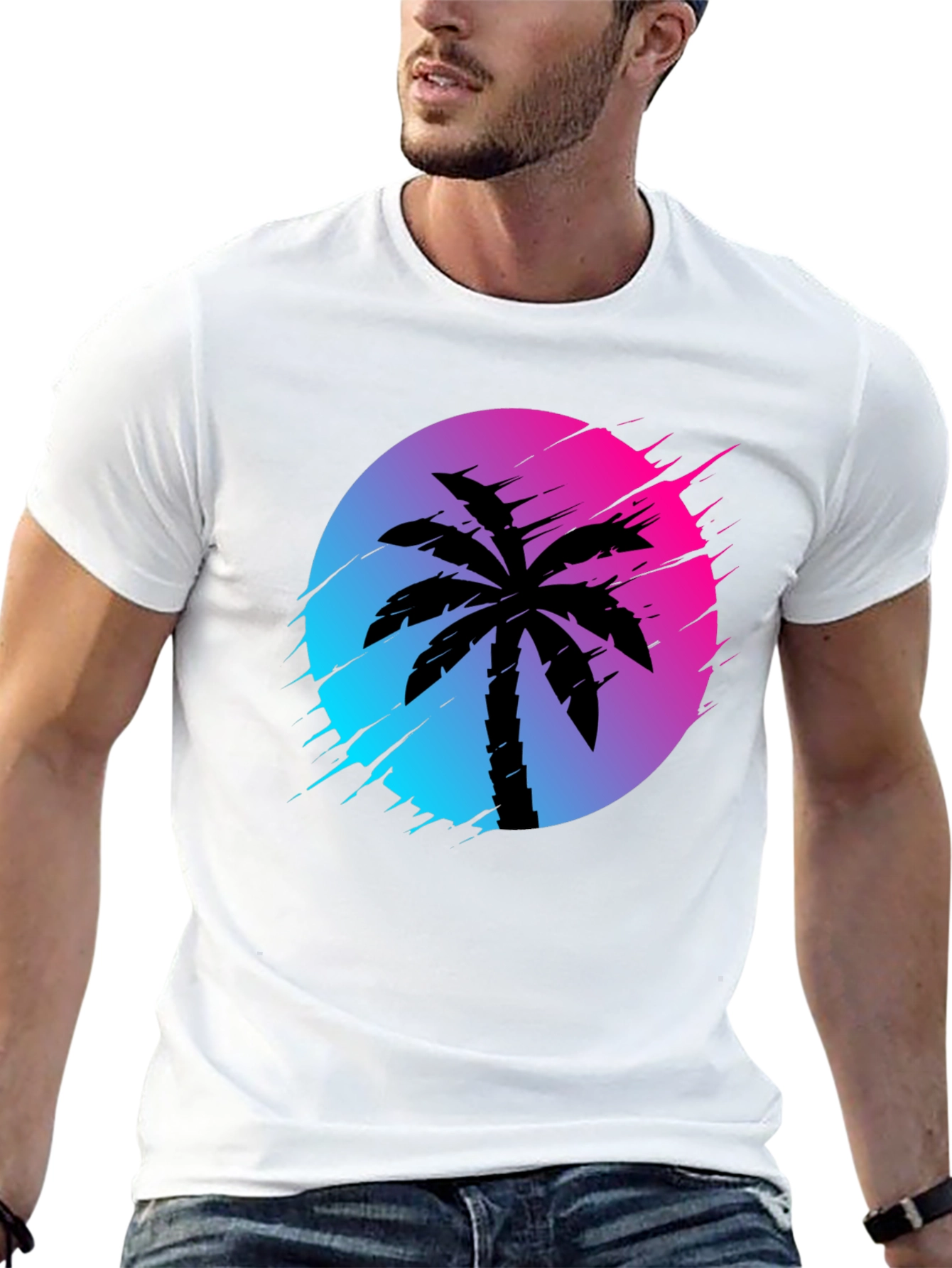 Black Retro Palm Tree Graphic Tee - Black view 13