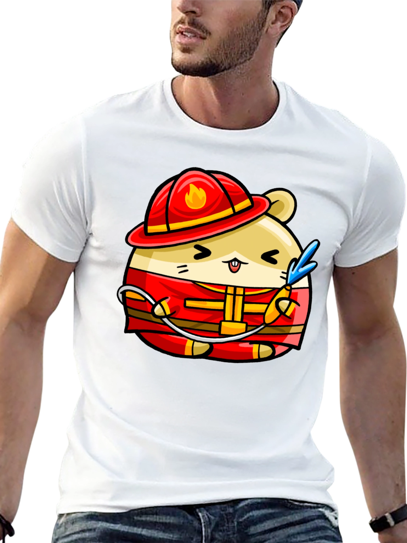 Black Firefighter Hamster Graphic Tee - Black view 13