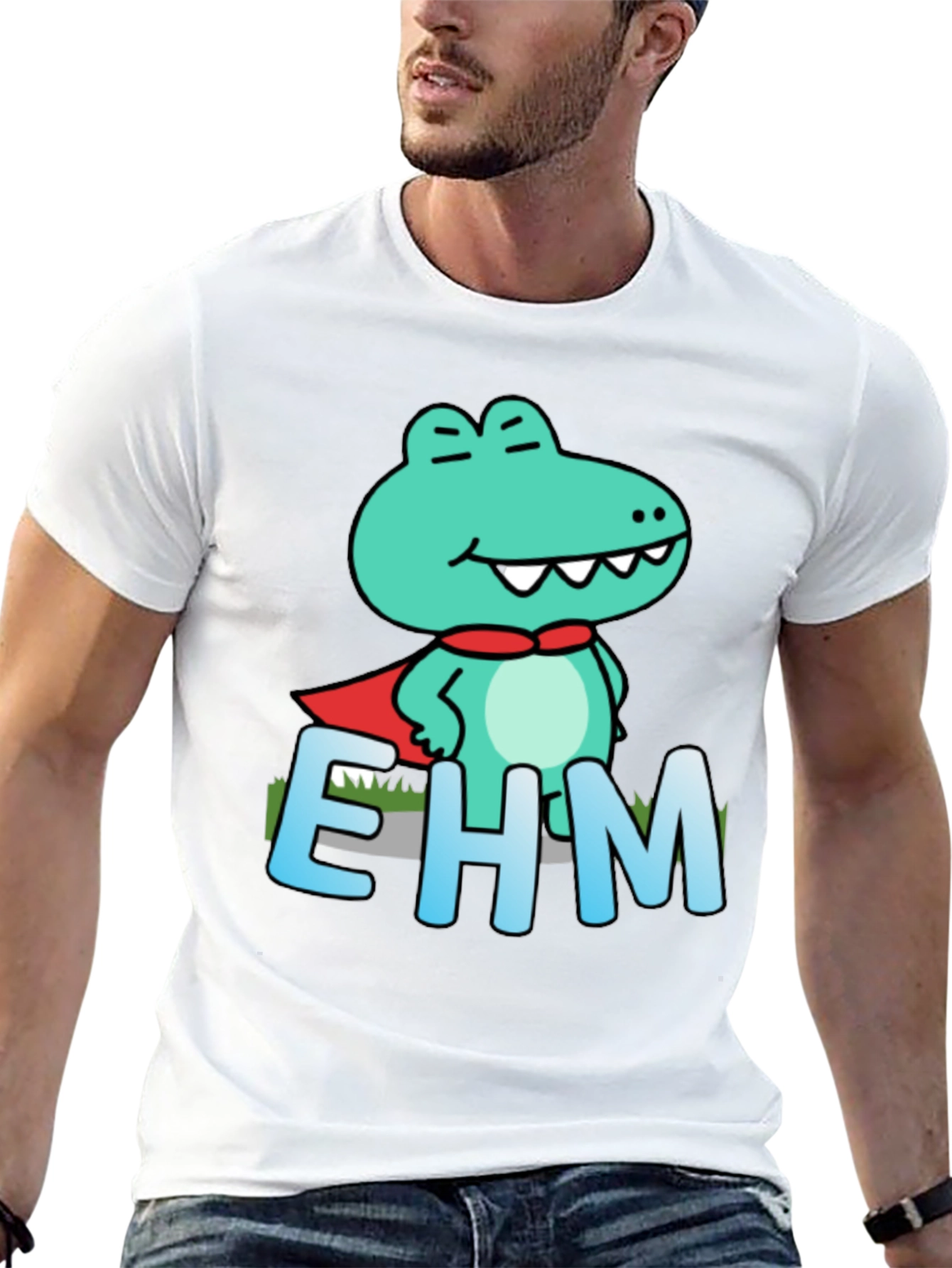 Black Funny Cartoon Crocodile EHM T-Shirt view 13