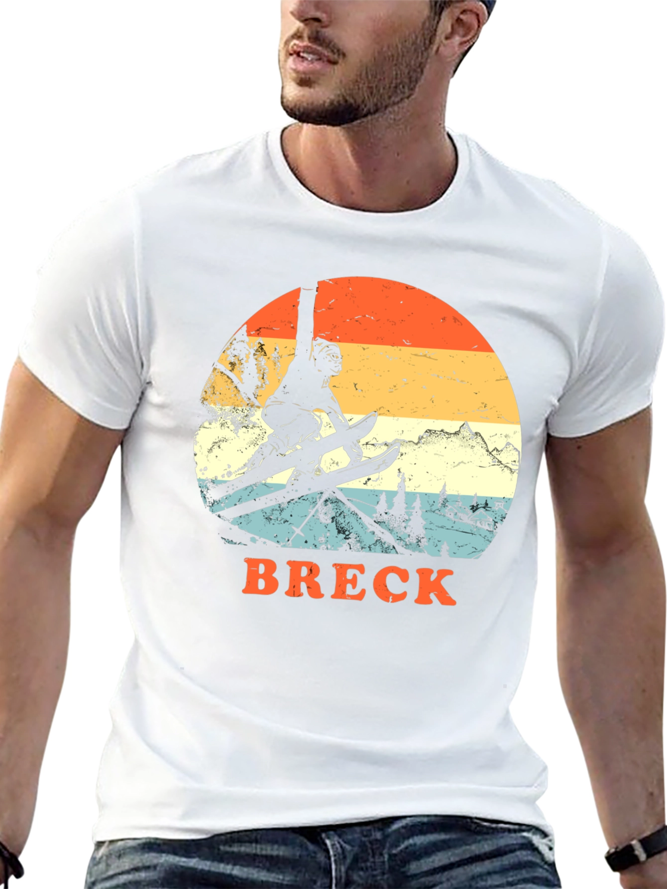 Black Vintage Breck Skiing T-Shirt view 13