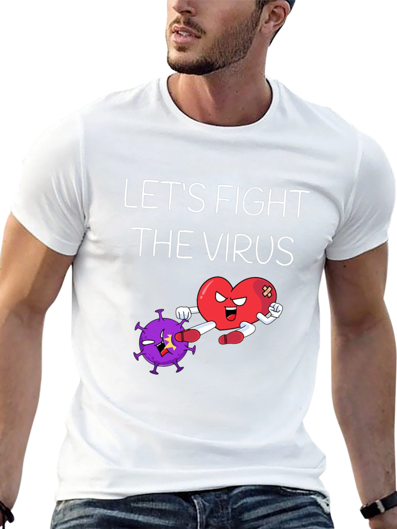 Black Let's Fight The Virus Graphic Tee view 13