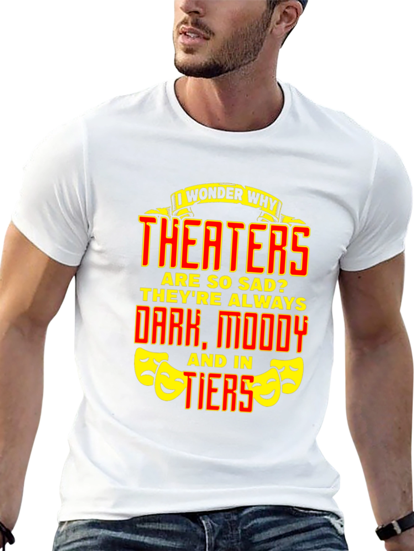 Black Theater Sad Pun Graphic Tee - Funny Drama T-Shirt view 13