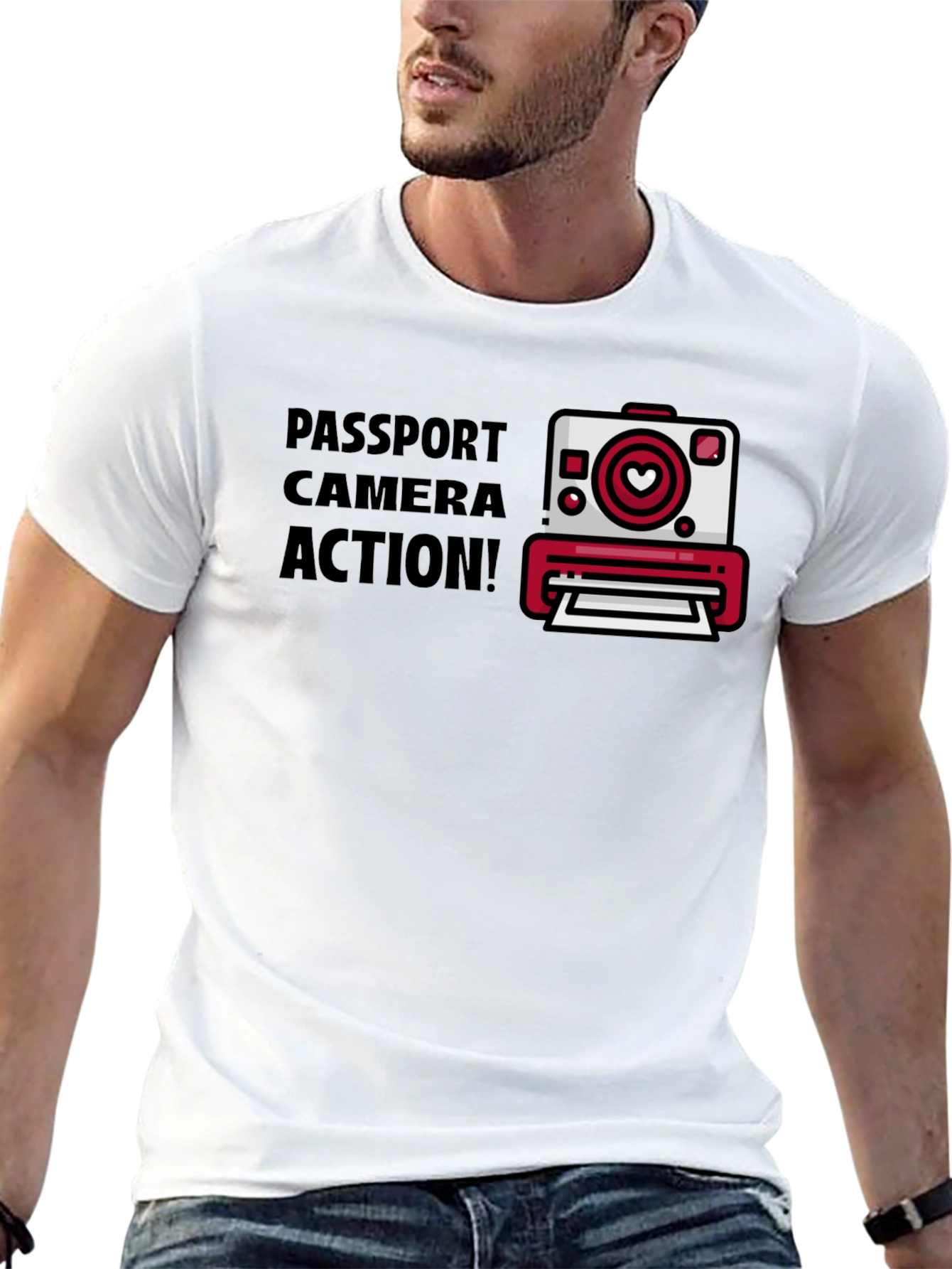 Black Passport Camera Action Graphic Tee view 13