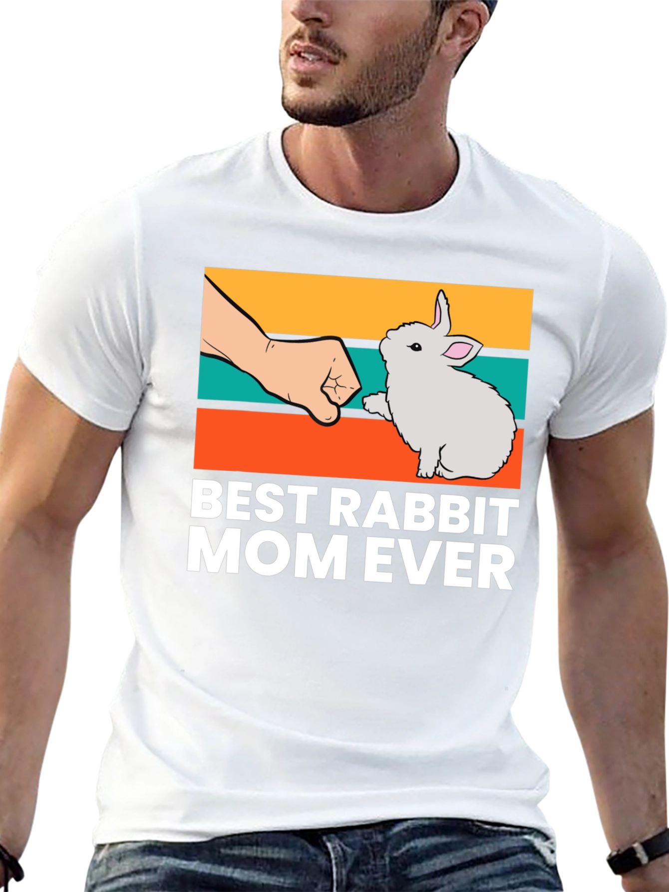Black Best Rabbit Mom Ever T-Shirt, Cute Bunny Tee view 13