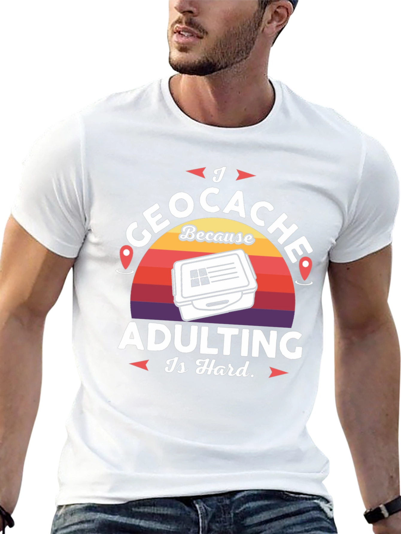 Black I Geocache Because Adulting Is Hard T-Shirt view 13