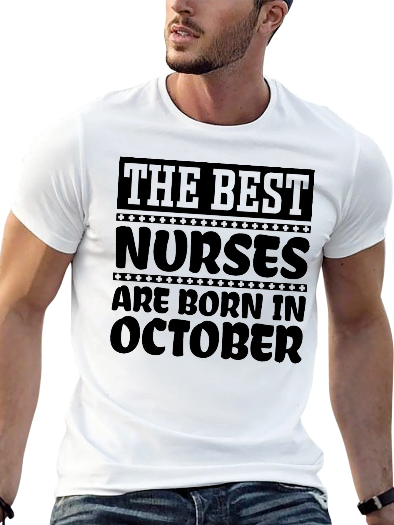 Black Best Nurses Are Born in October Black T-Shirt view 13