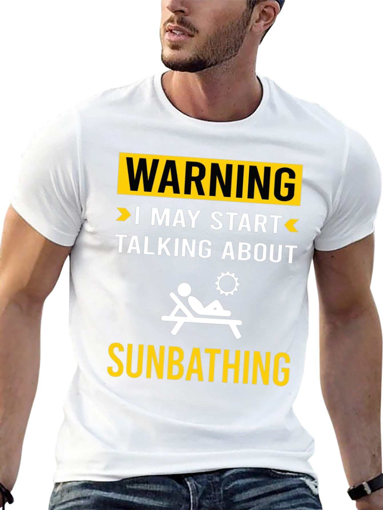 Black Warning: May Start Talking About Sunbathing T-Shirt view 13