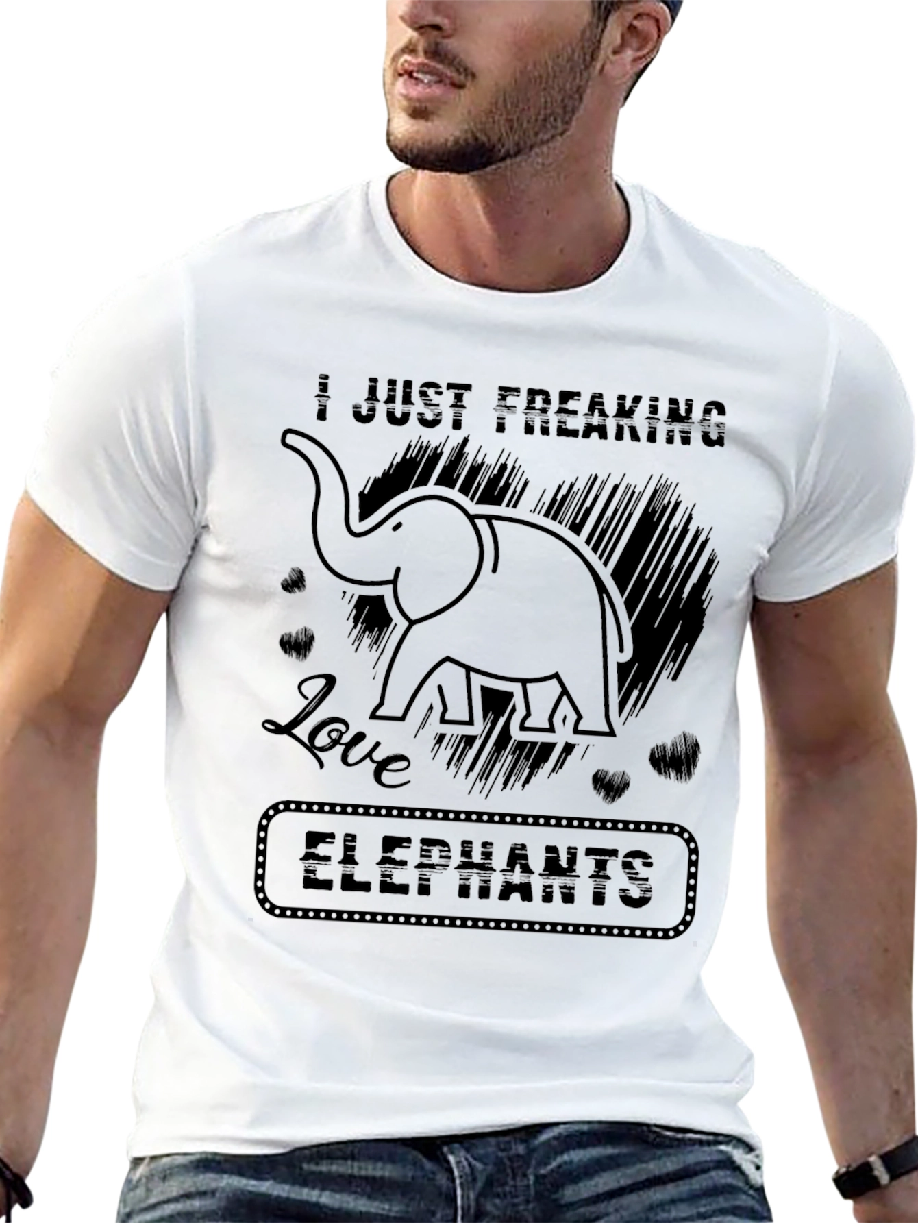 Black I Just Freaking Love Elephants Graphic Tee view 13