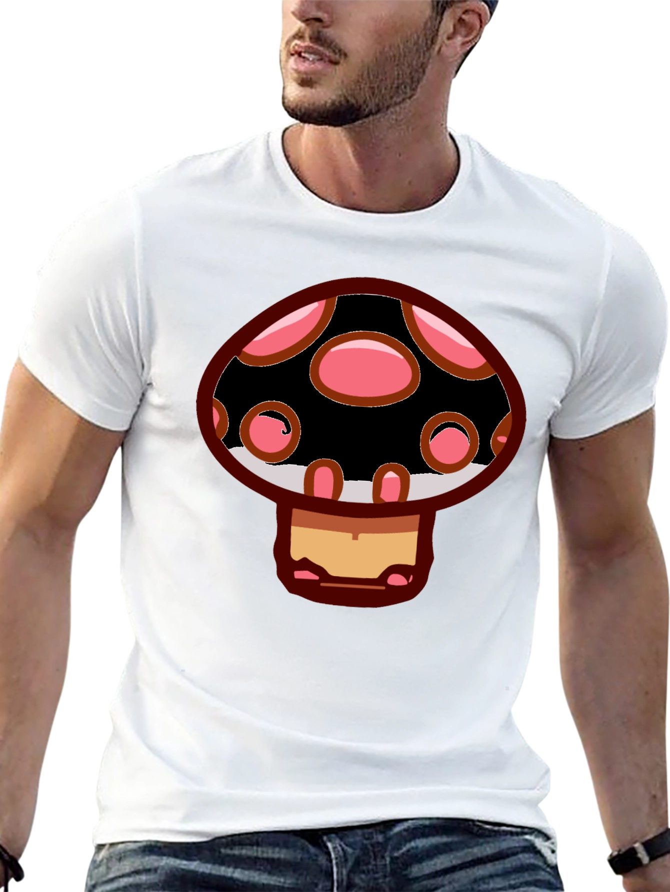 Black Mushroom Graphic Tee - Black Cotton Blend view 13