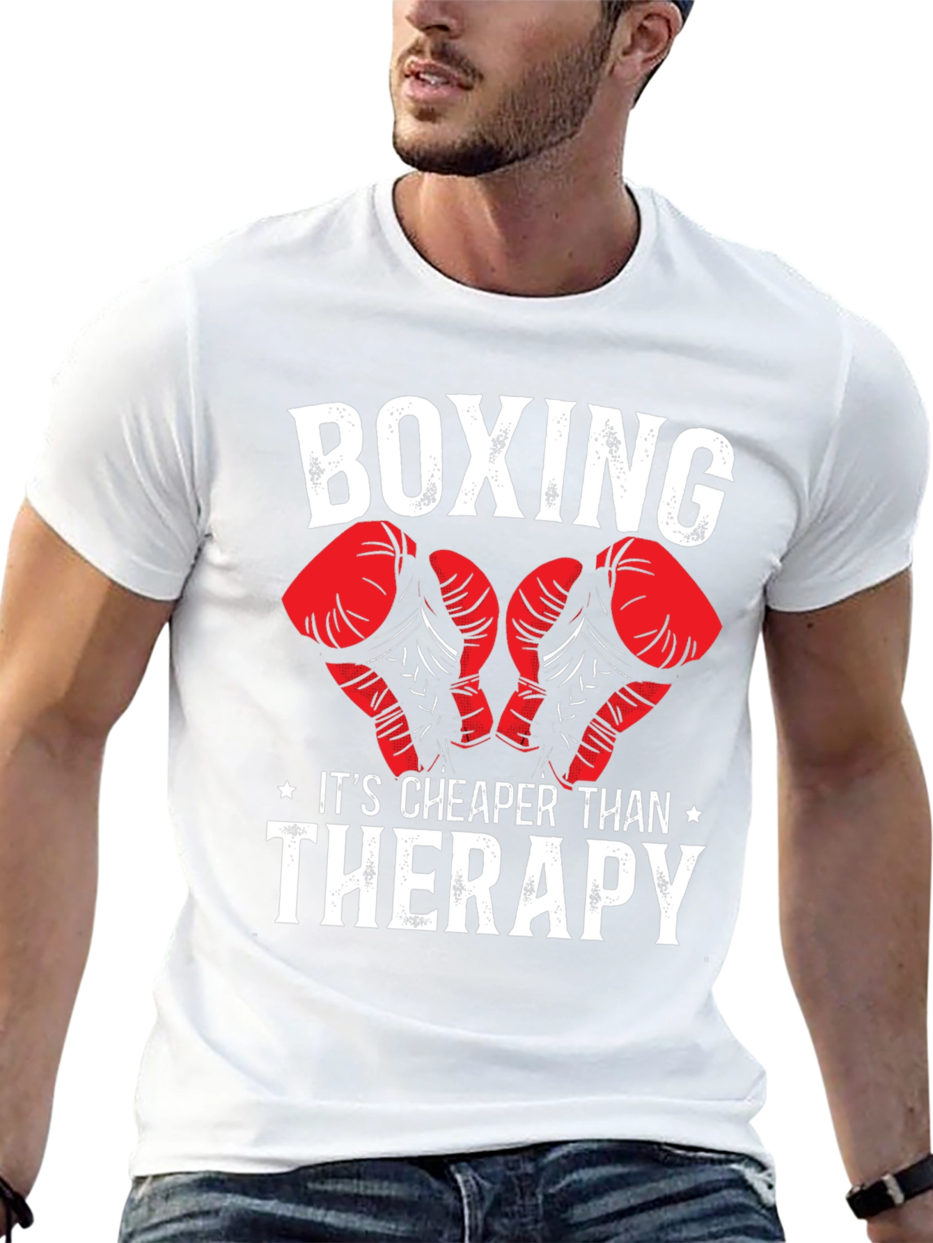 Black Boxing Cheaper Than Therapy Graphic T-Shirt view 13