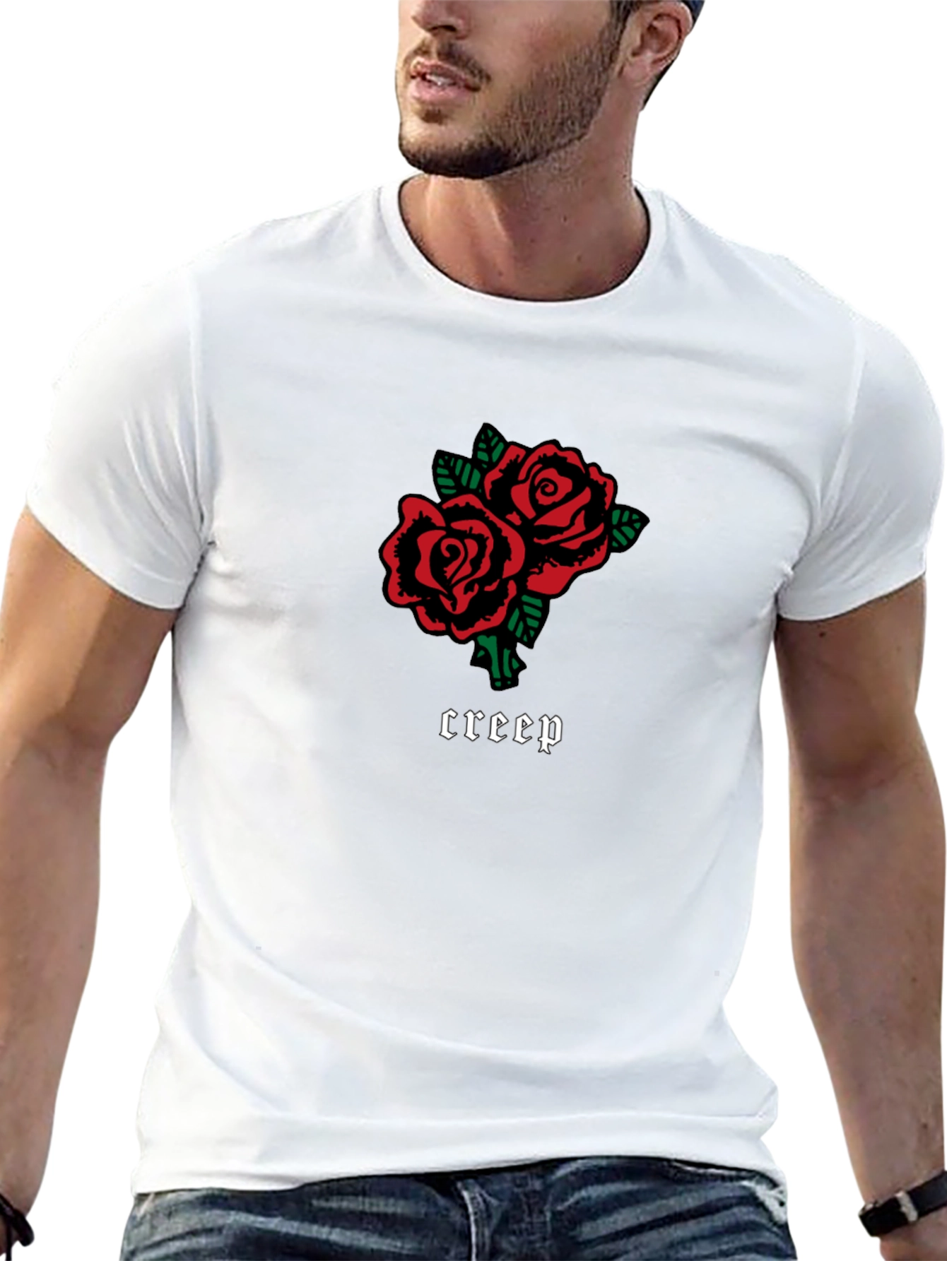 Black Creep Roses Graphic Black T-Shirt view 13