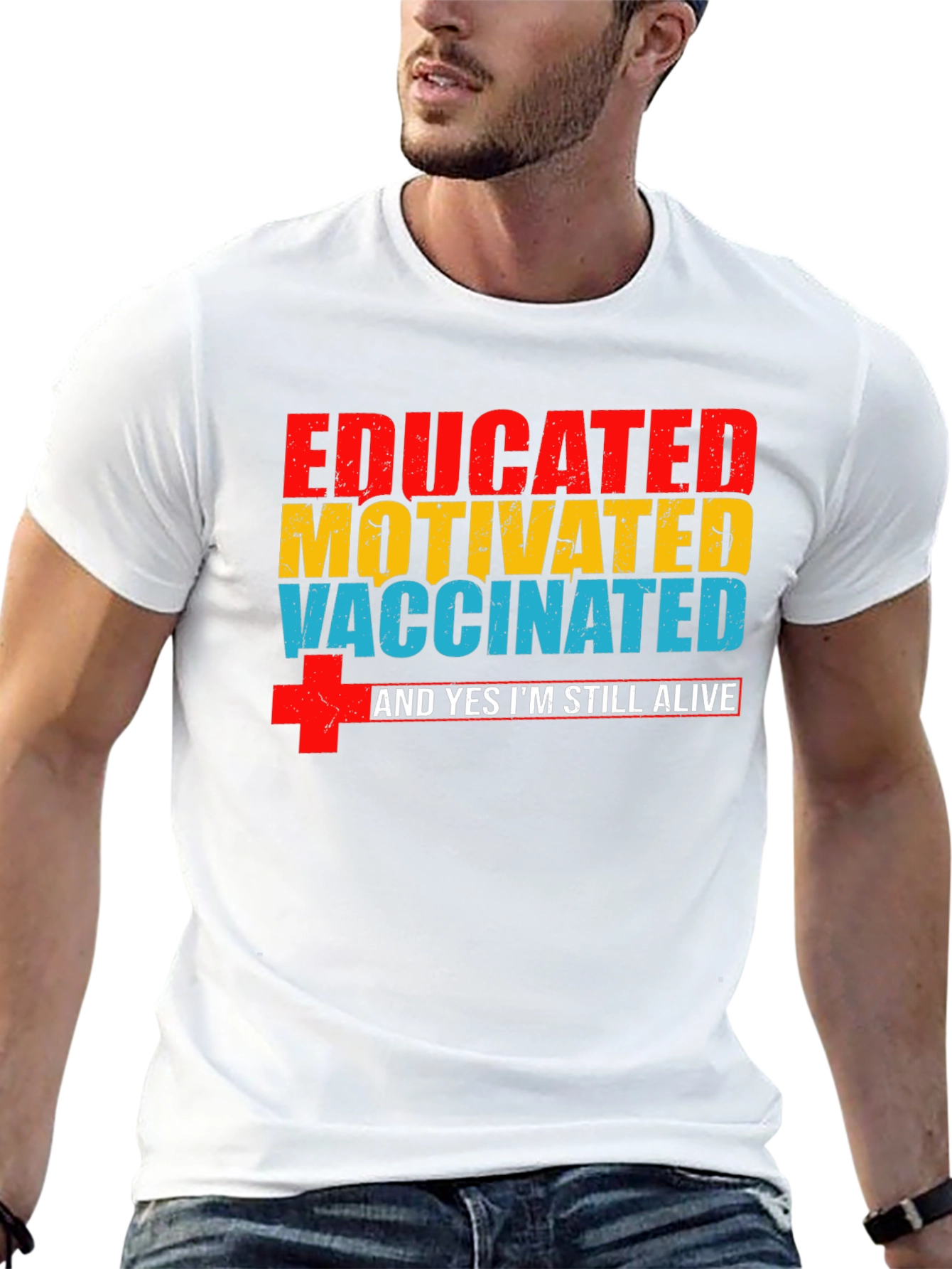 Black Educated Motivated Vaccinated T-Shirt view 13