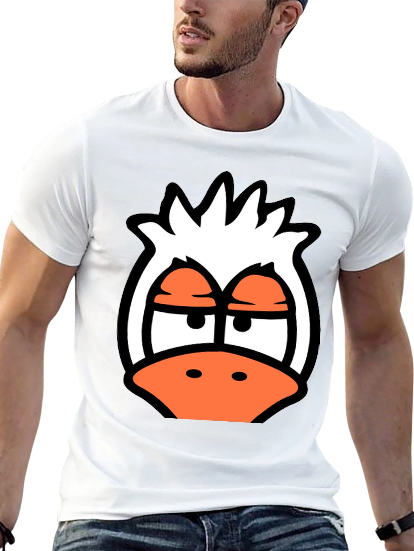 Black Cartoon Duck Graphic Tee - Funky Black T-Shirt view 13
