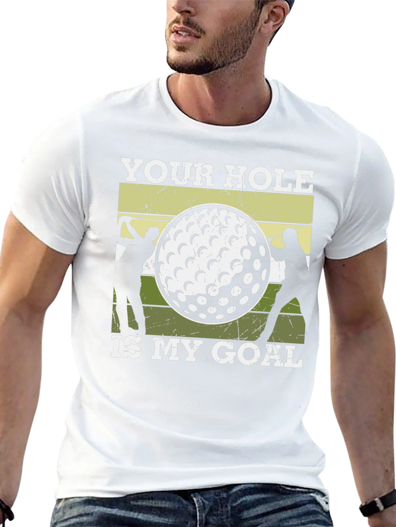 Black Golf Humor Tee: Your Hole Is My Goal Graphic T-Shirt view 13