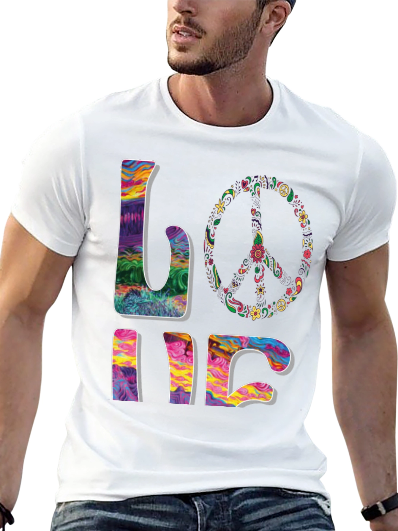 Black Peace & Love Psychedelic T-Shirt view 13