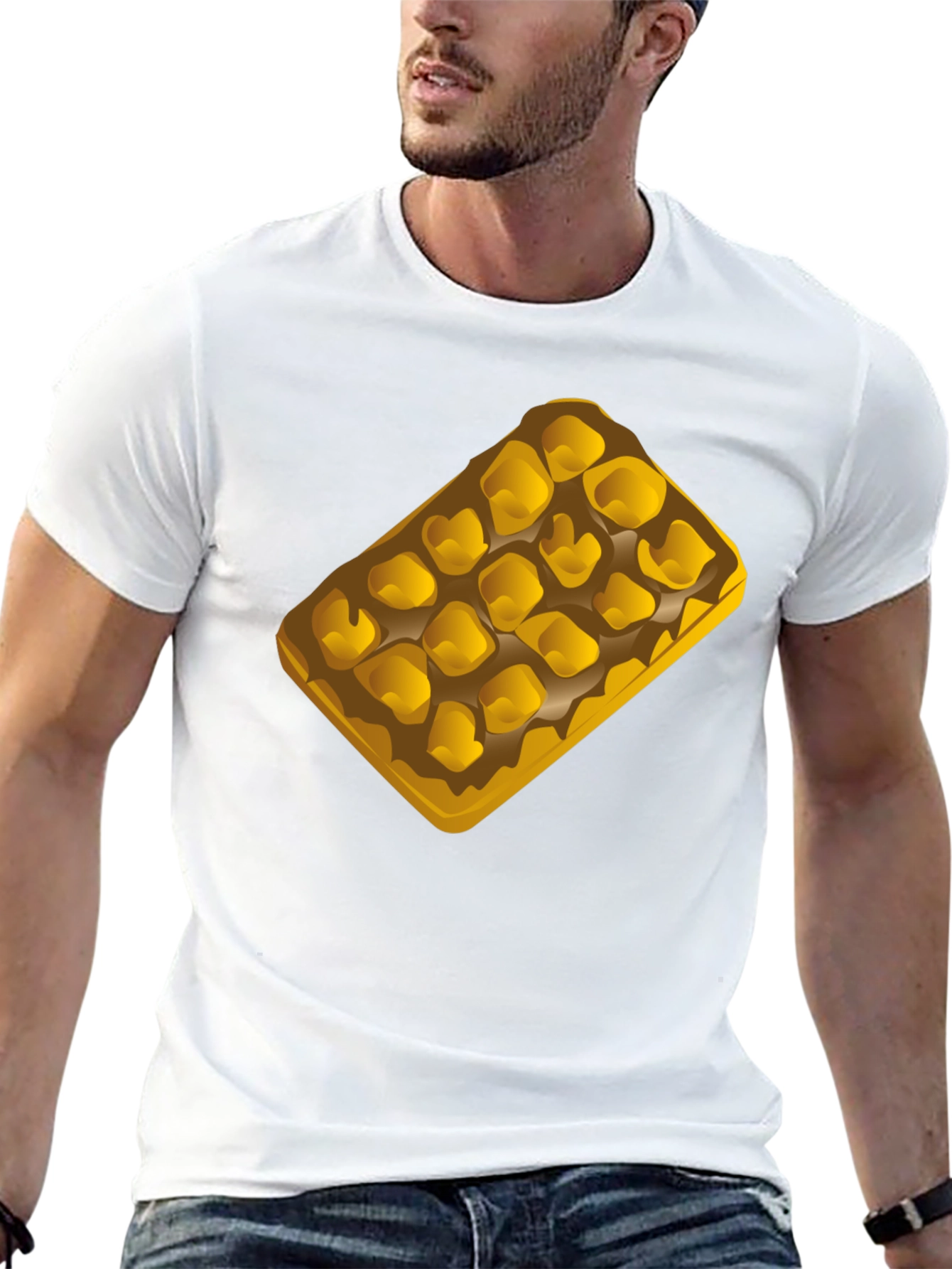 Black Waffle Graphic T-Shirt - Casual Black Tee view 13