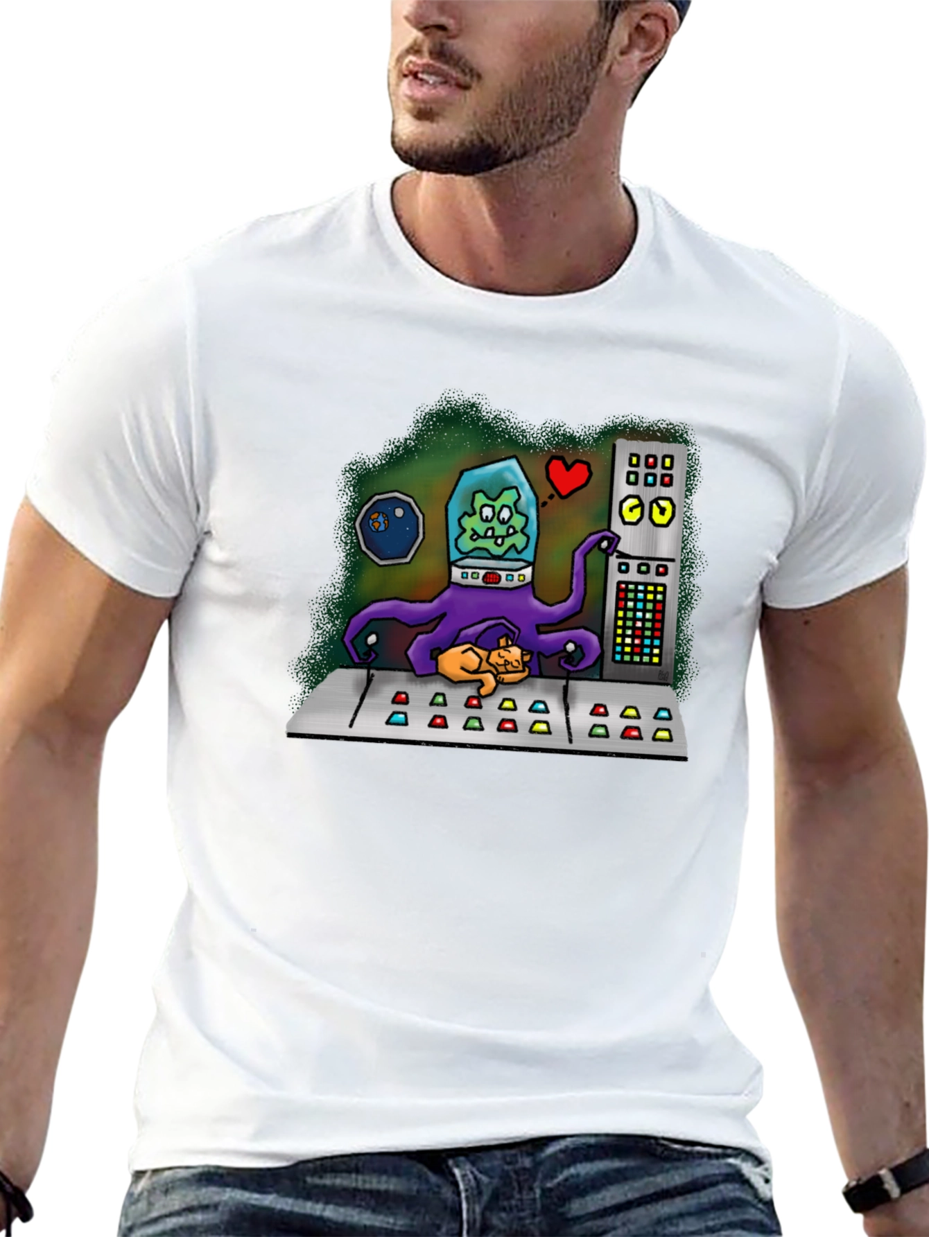 Black Alien Cat Lover Graphic Tee view 13