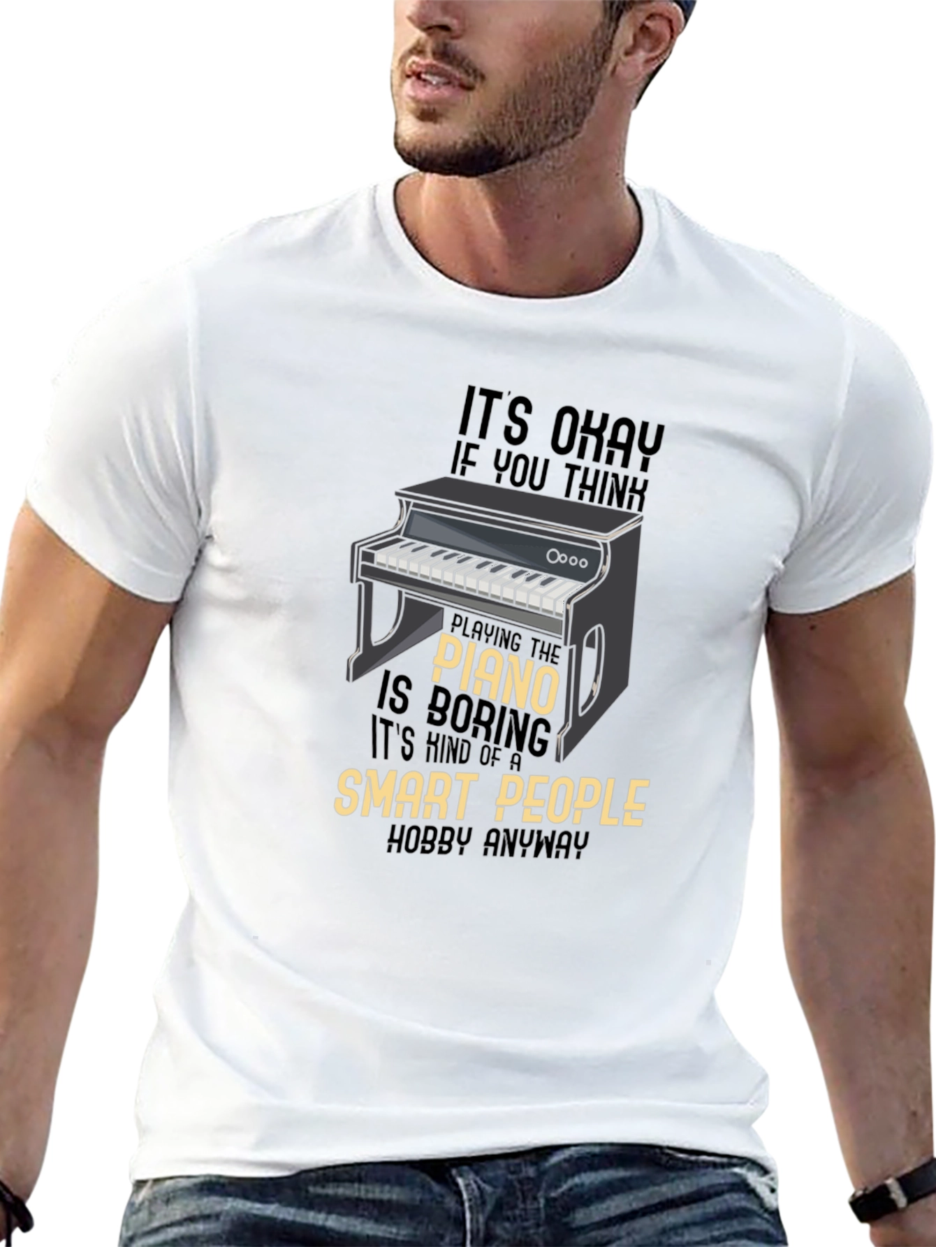 Black Piano Lover Funny T-Shirt - Smart People Hobby view 13