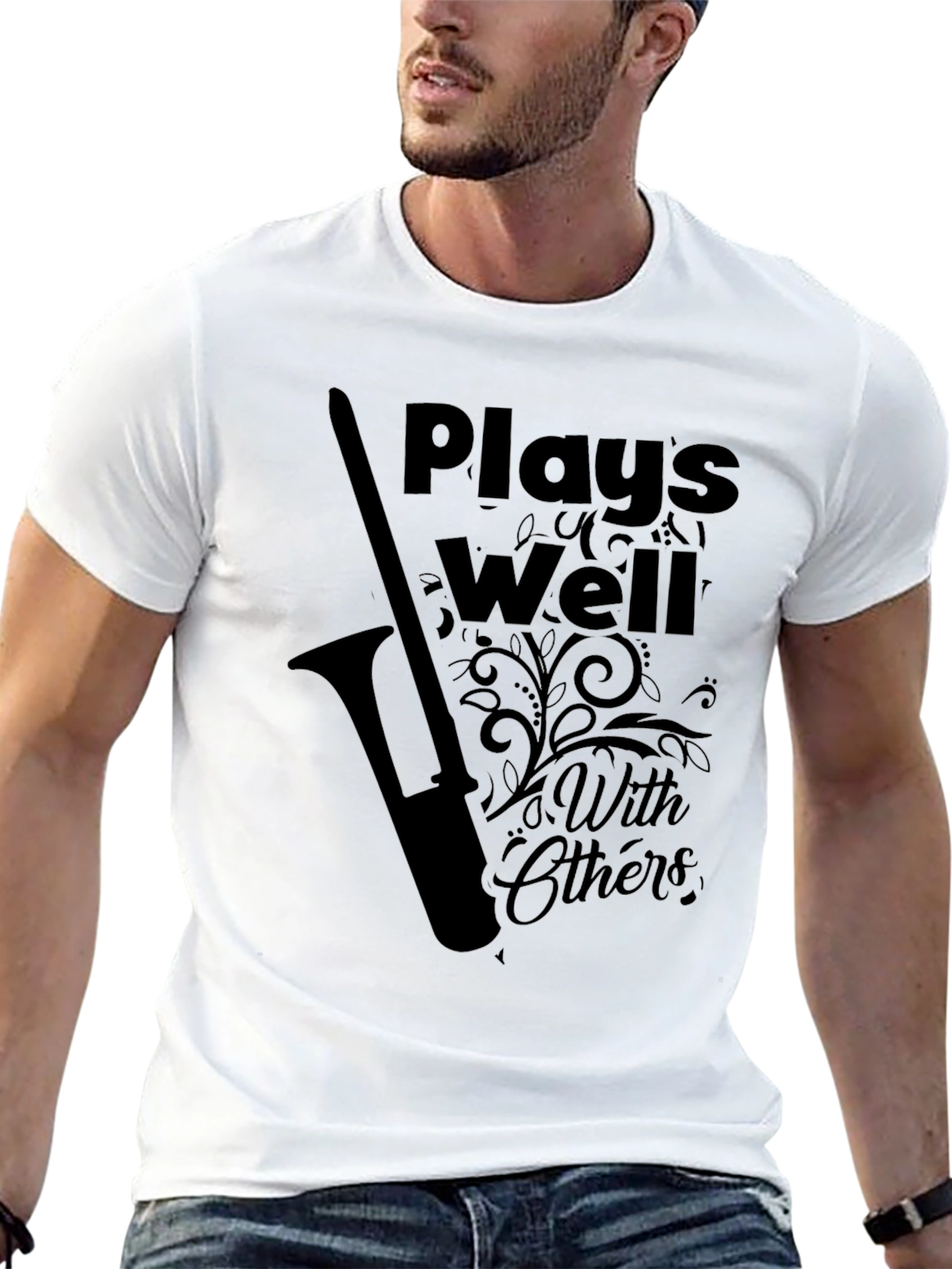 Black Plays Well With Others T-Shirt - Music Lover Tee view 13