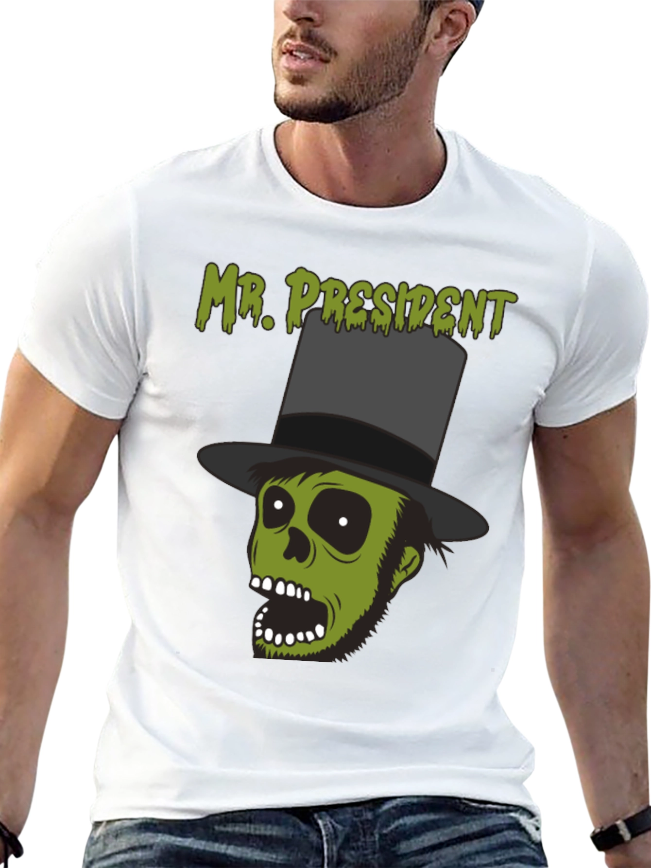Black Mr. President Zombie Graphic T-Shirt - Halloween Style view 13