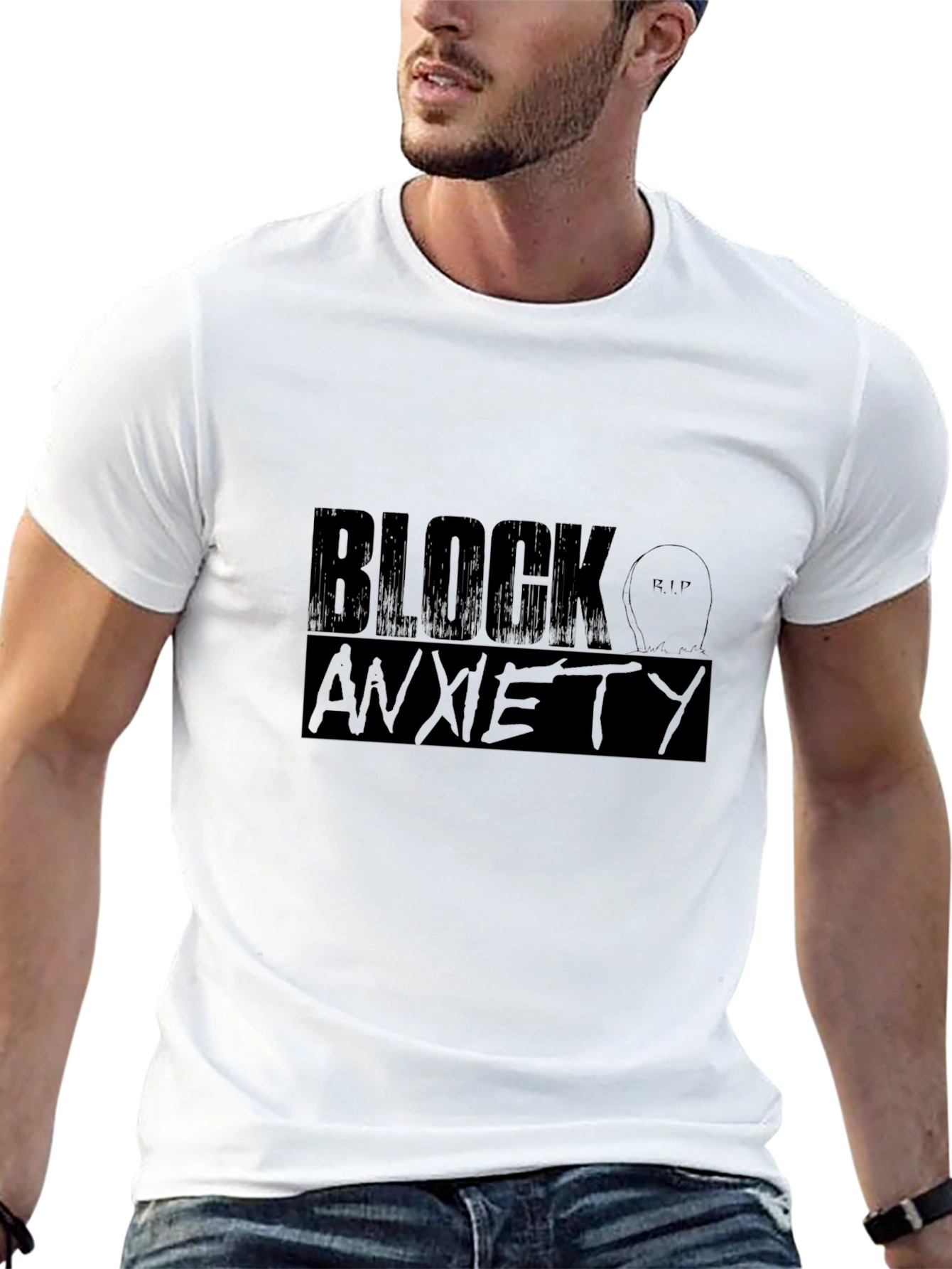 Black Block Anxiety Black Graphic Tee - RIP Anxiety view 13