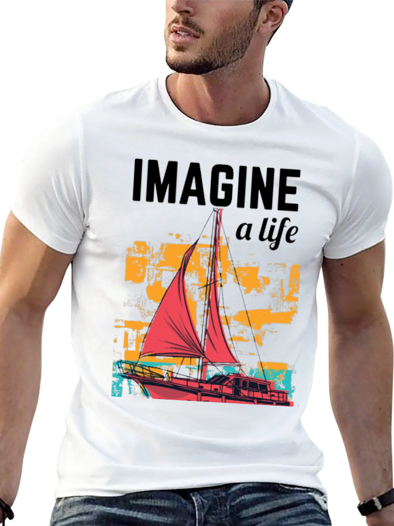 Black Imagine A Life Boat Graphic Tee view 13