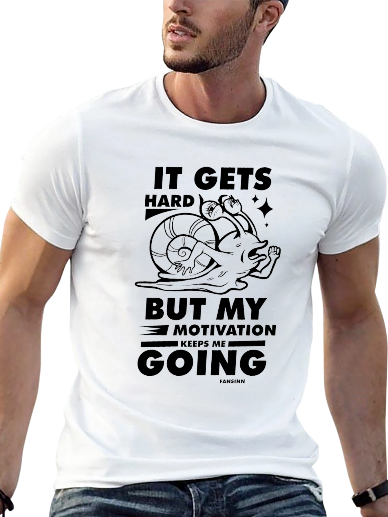 Black Motivational Snail T-Shirt - It Gets Hard, Going view 13