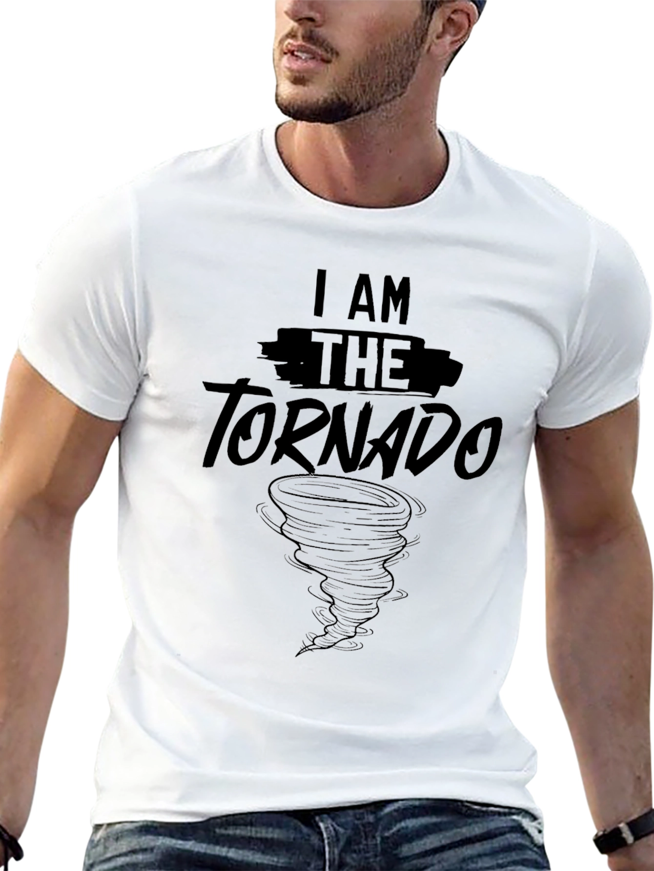 Black I Am The Tornado Graphic Tee - Black Cotton T-Shirt view 13
