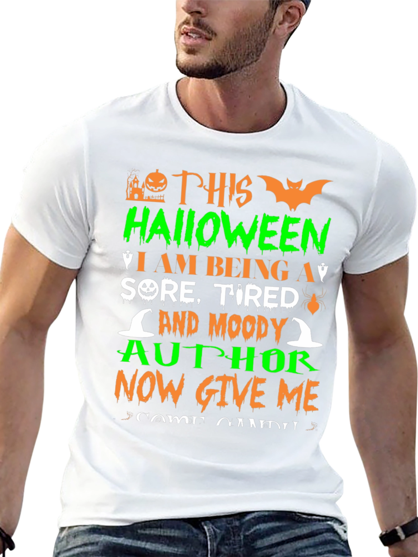 Black Funny Halloween Author T-Shirt view 13