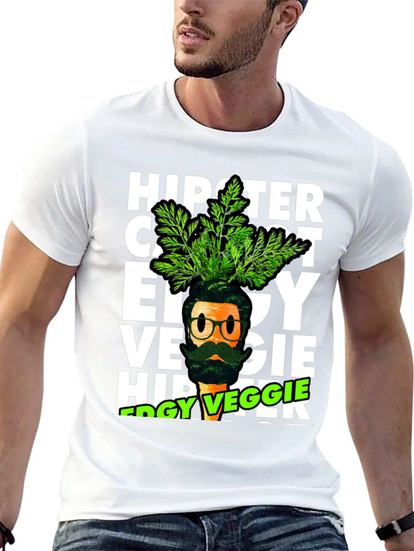 Black Edgy Veggie Hipster T-Shirt view 13
