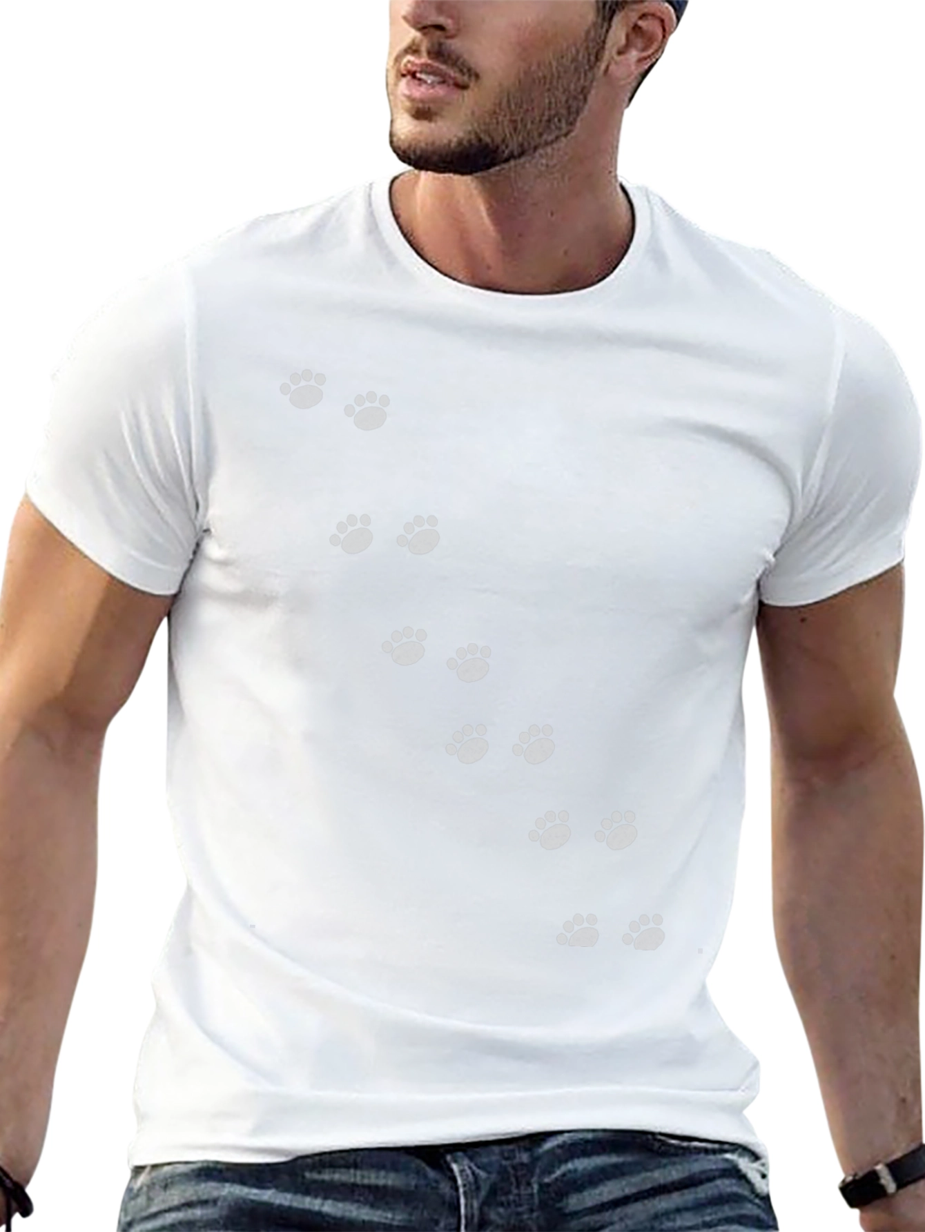 Black Paw Print Crew Neck T-Shirt - 13