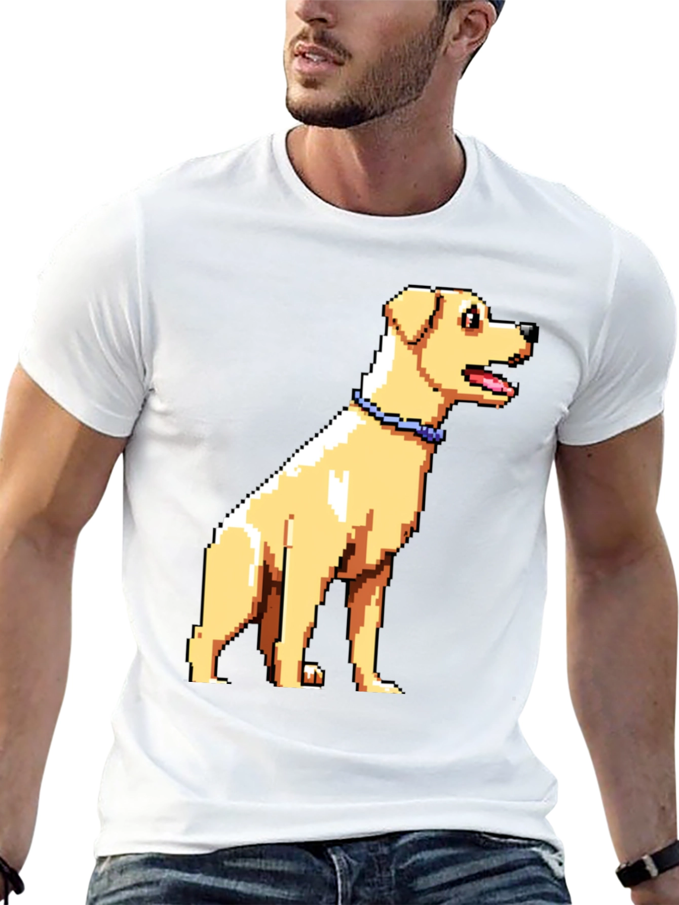 Black Pixel Art Dog Graphic T-Shirt view 13