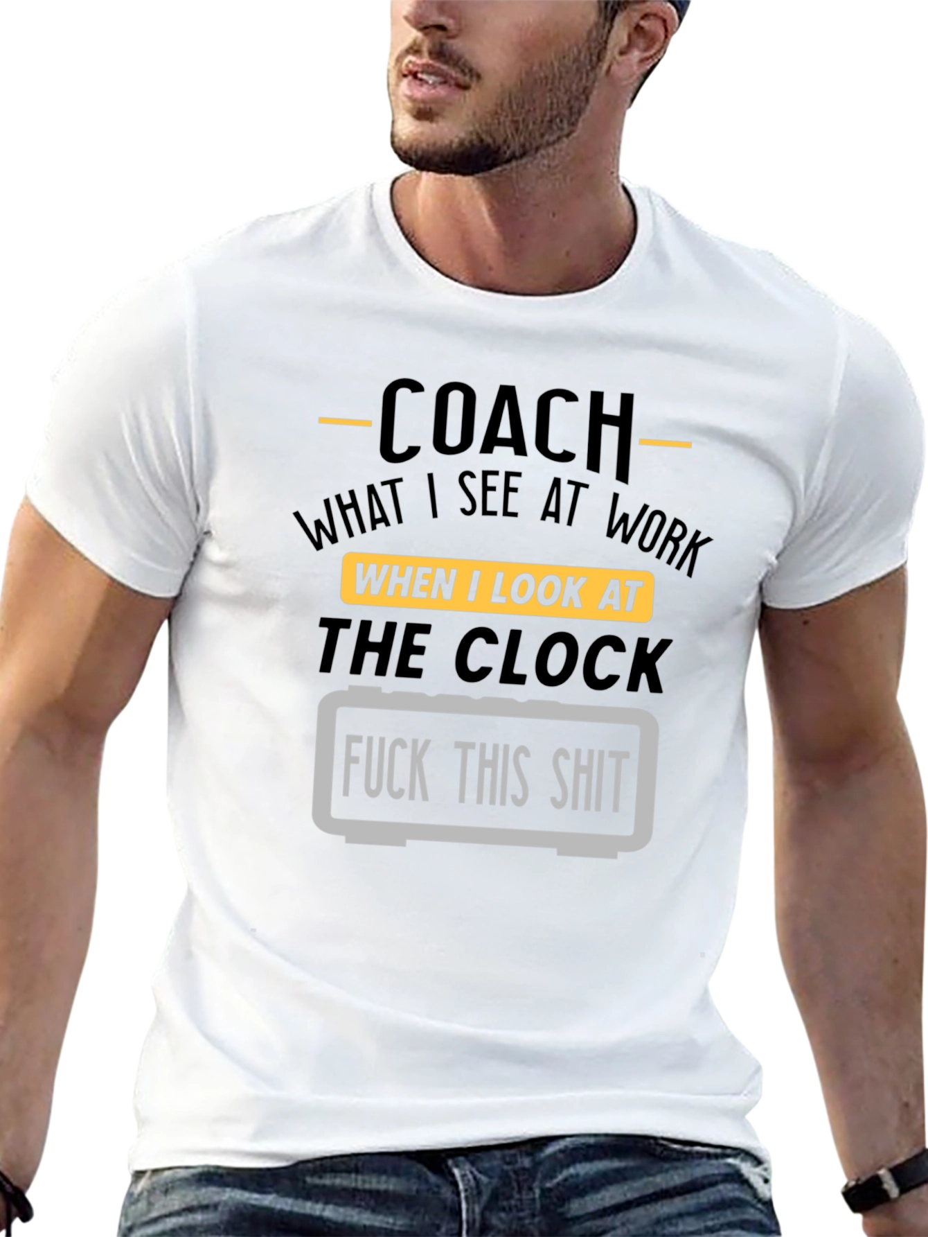 Black Coach Funny T-Shirt - Work Clock Humor view 13