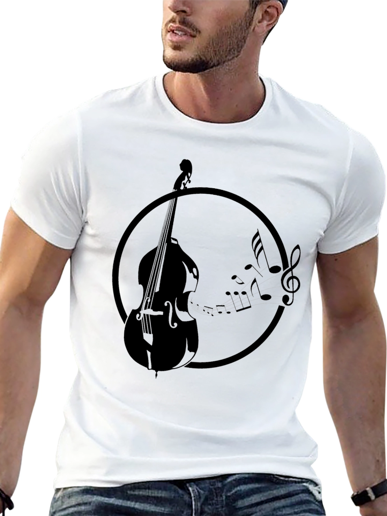 Black Bass Guitar Music T-Shirt - Black view 13