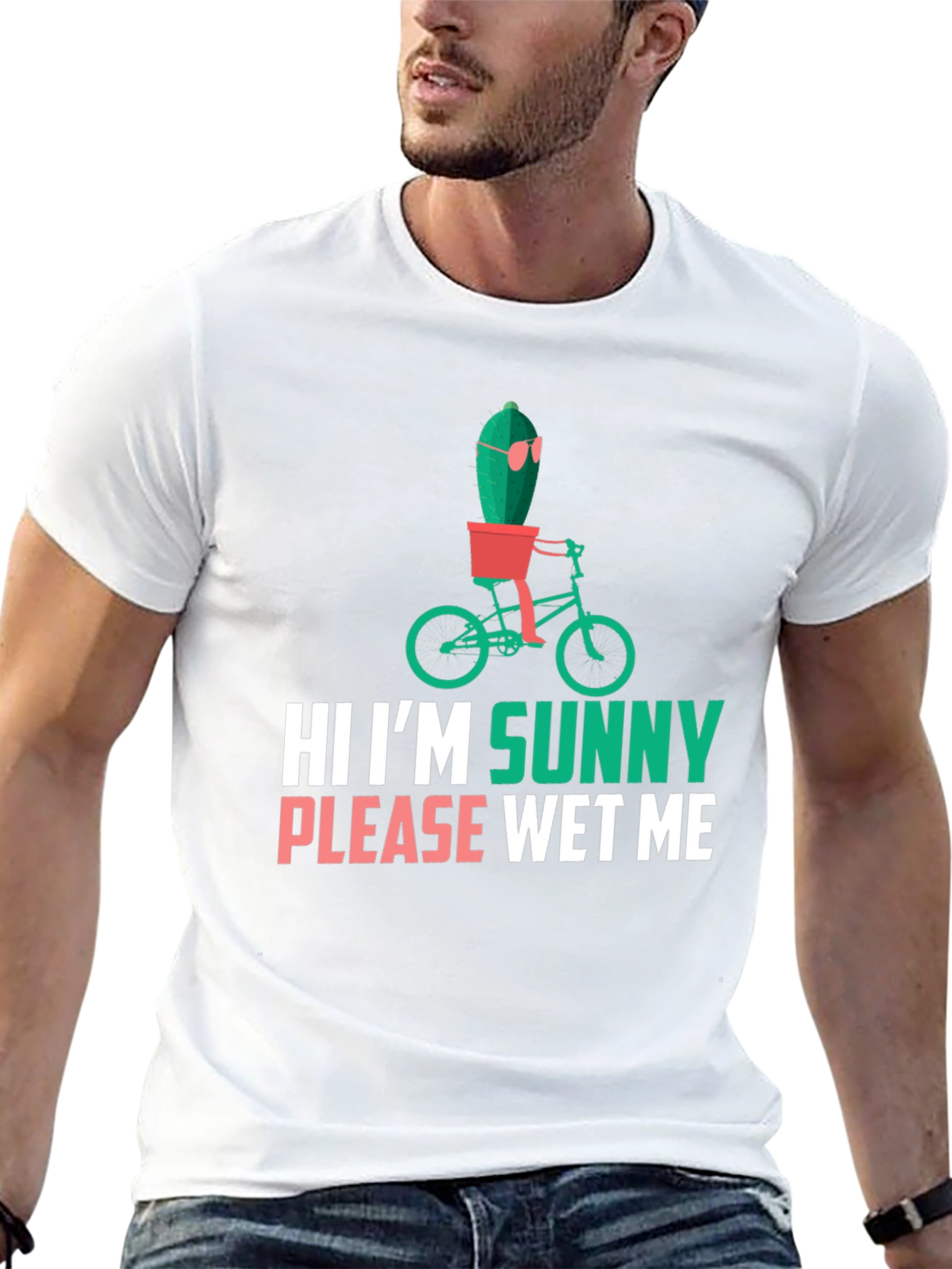 Black Funny Cactus T-Shirt - "Hi I'm Sunny, Please Wet Me" view 13