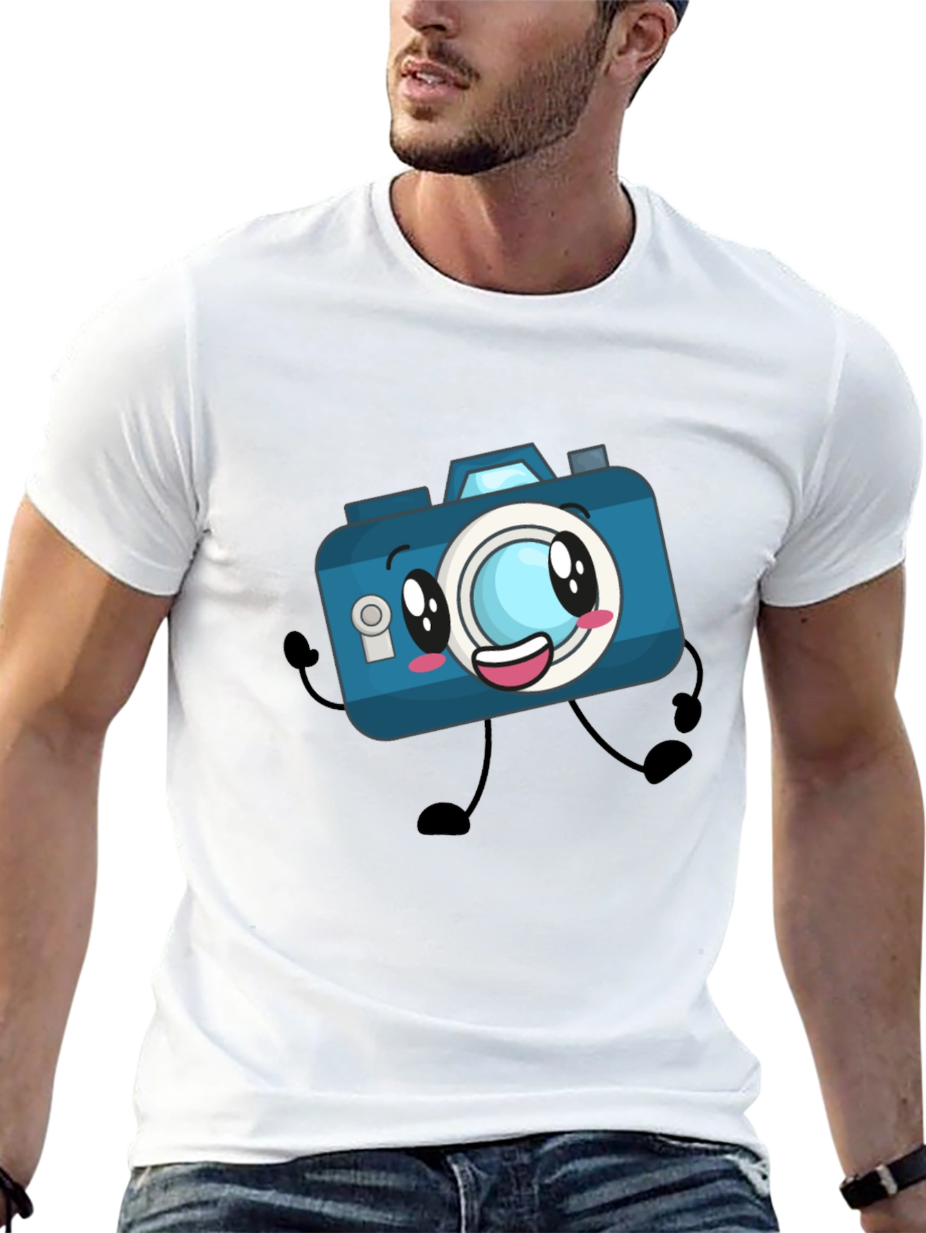 Black Cartoon Camera Black T-Shirt view 13