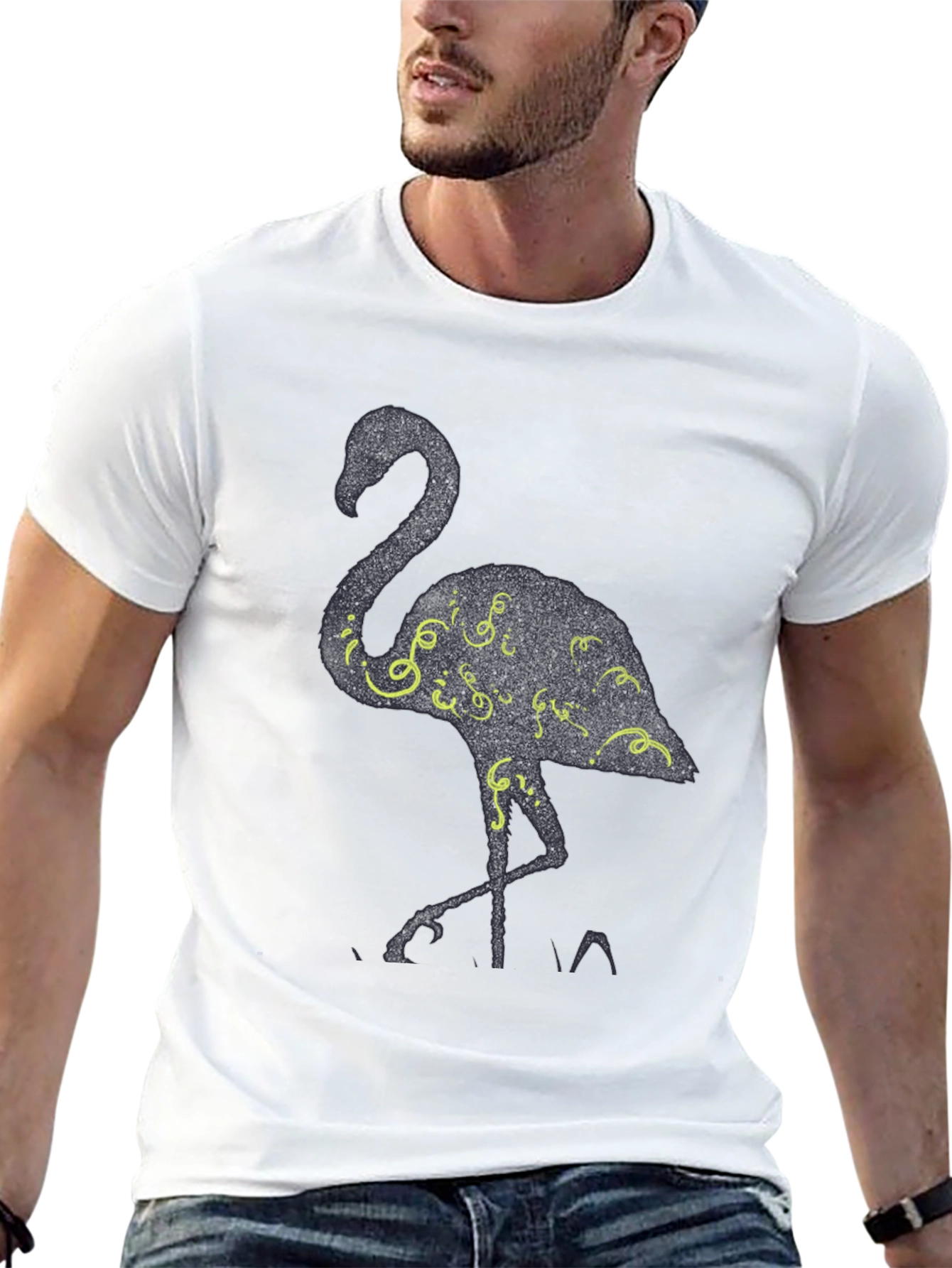 Black Flamingo Graphic Tee - Black Cotton Blend T-Shirt view 13