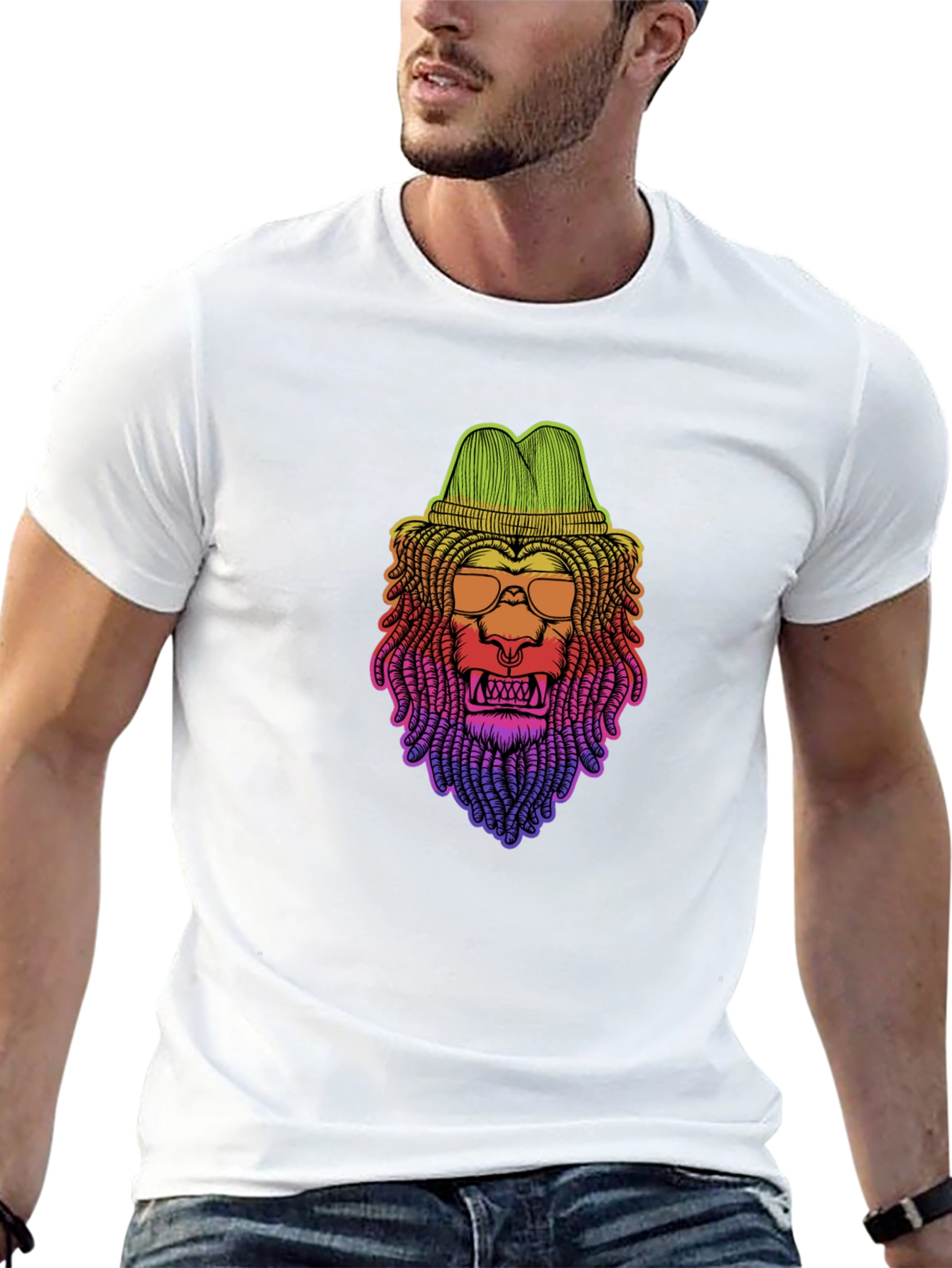 Black Rasta Lion Graphic Tee - Cool Reggae Style view 13