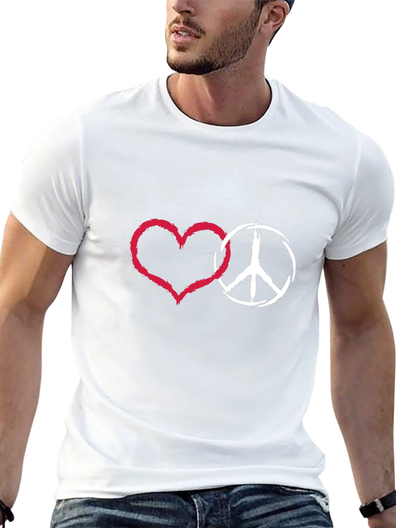 Black Peace & Love Graphic T-Shirt - Stylish Black Tee view 13