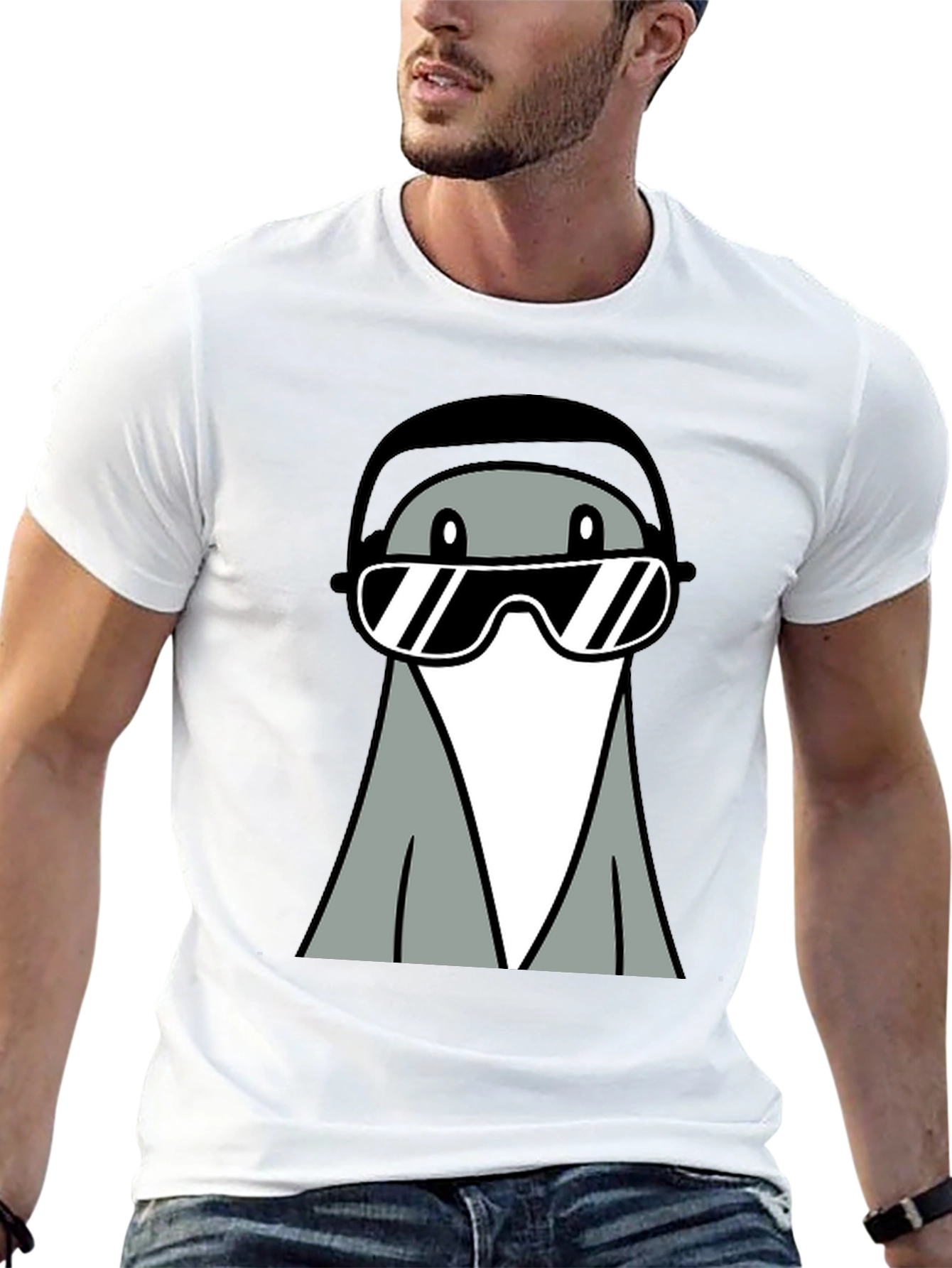 Black Cool Gray Cartoon Character Tee view 13