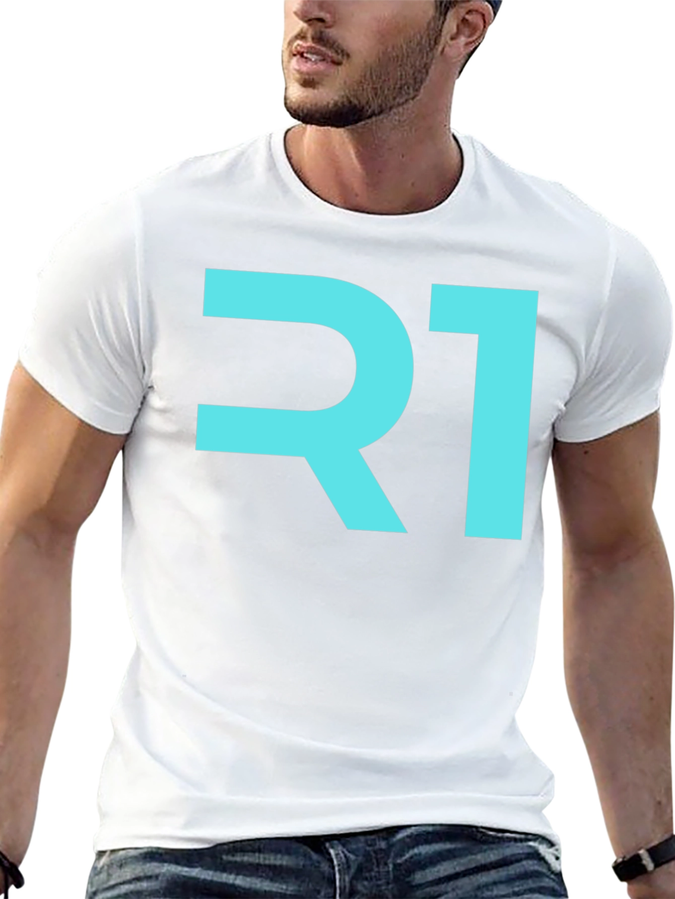 Black R1 Graphic T-Shirt - Black, Modern Design view 13