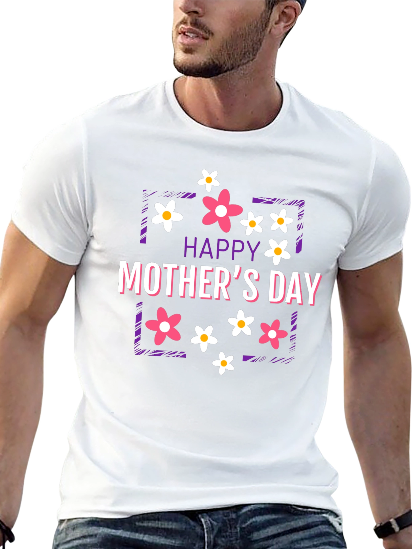 Black Happy Mother's Day Floral Graphic T-Shirt view 13
