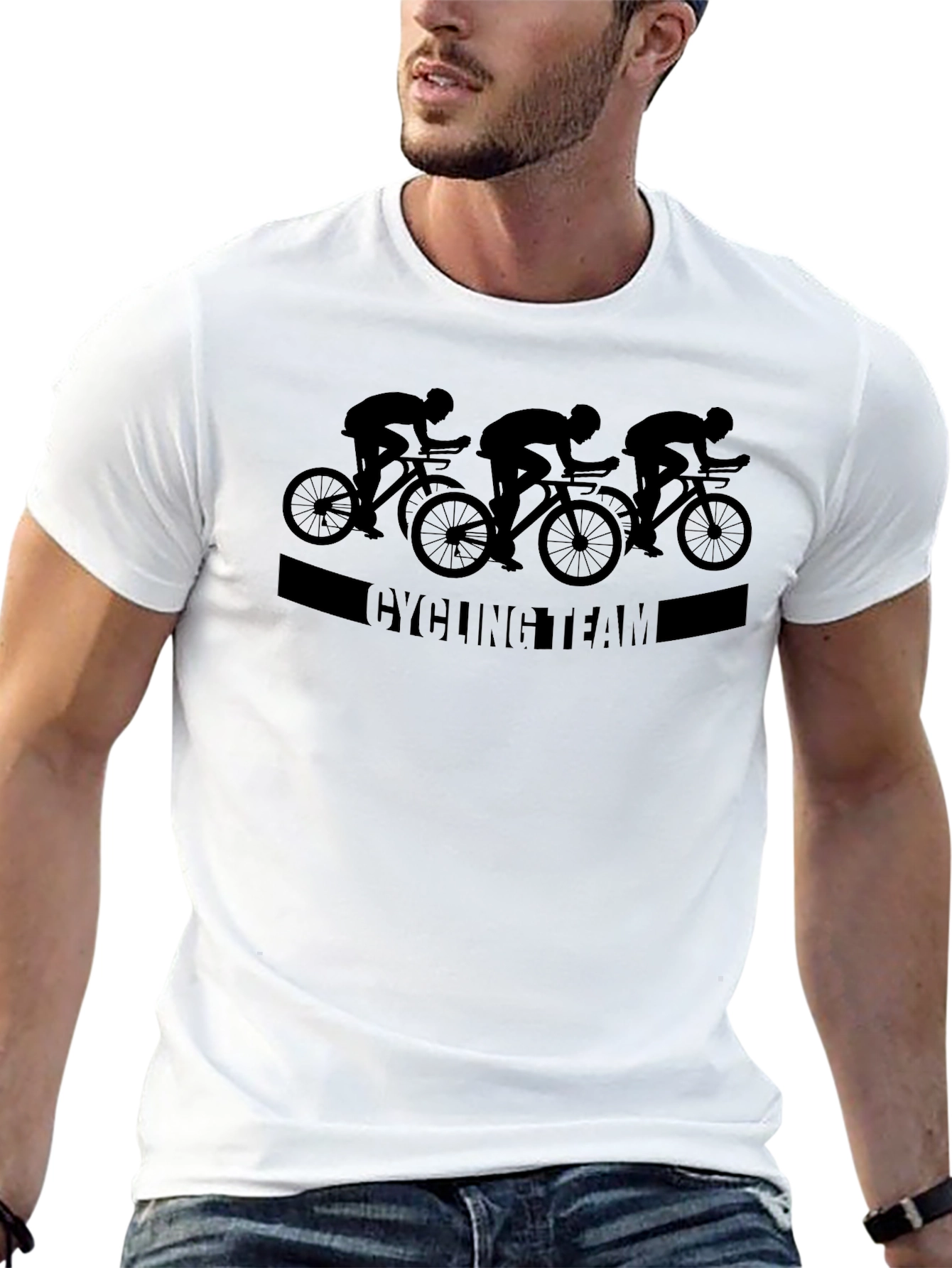Black Cycling Team Graphic Tee - Black Cotton T-Shirt view 13