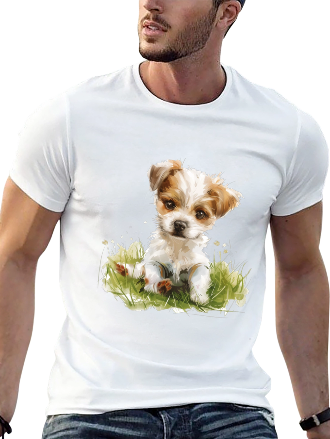 Black Cute Puppy Graphic T-Shirt - Black view 13