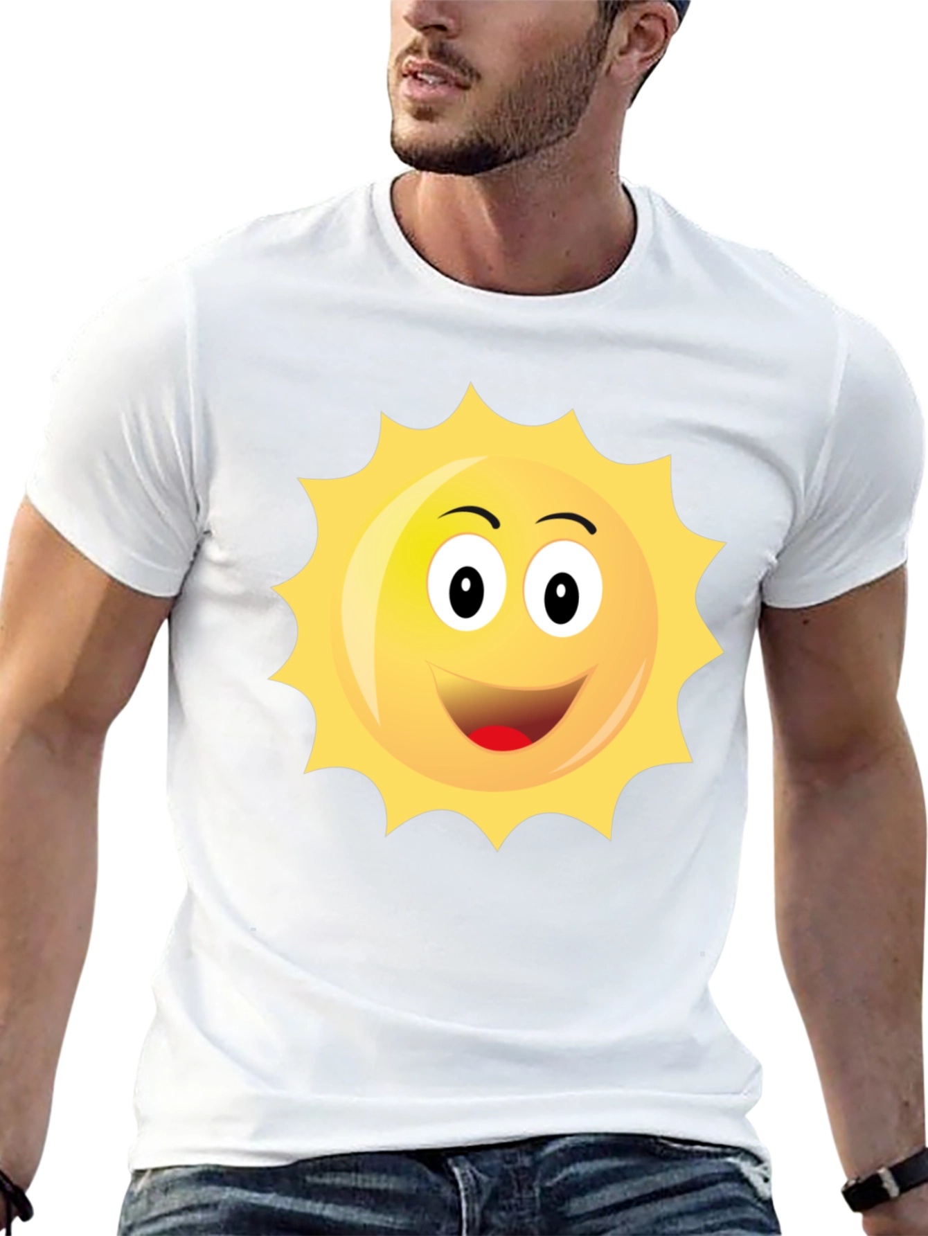 Black Happy Sun Graphic Black T-Shirt view 13