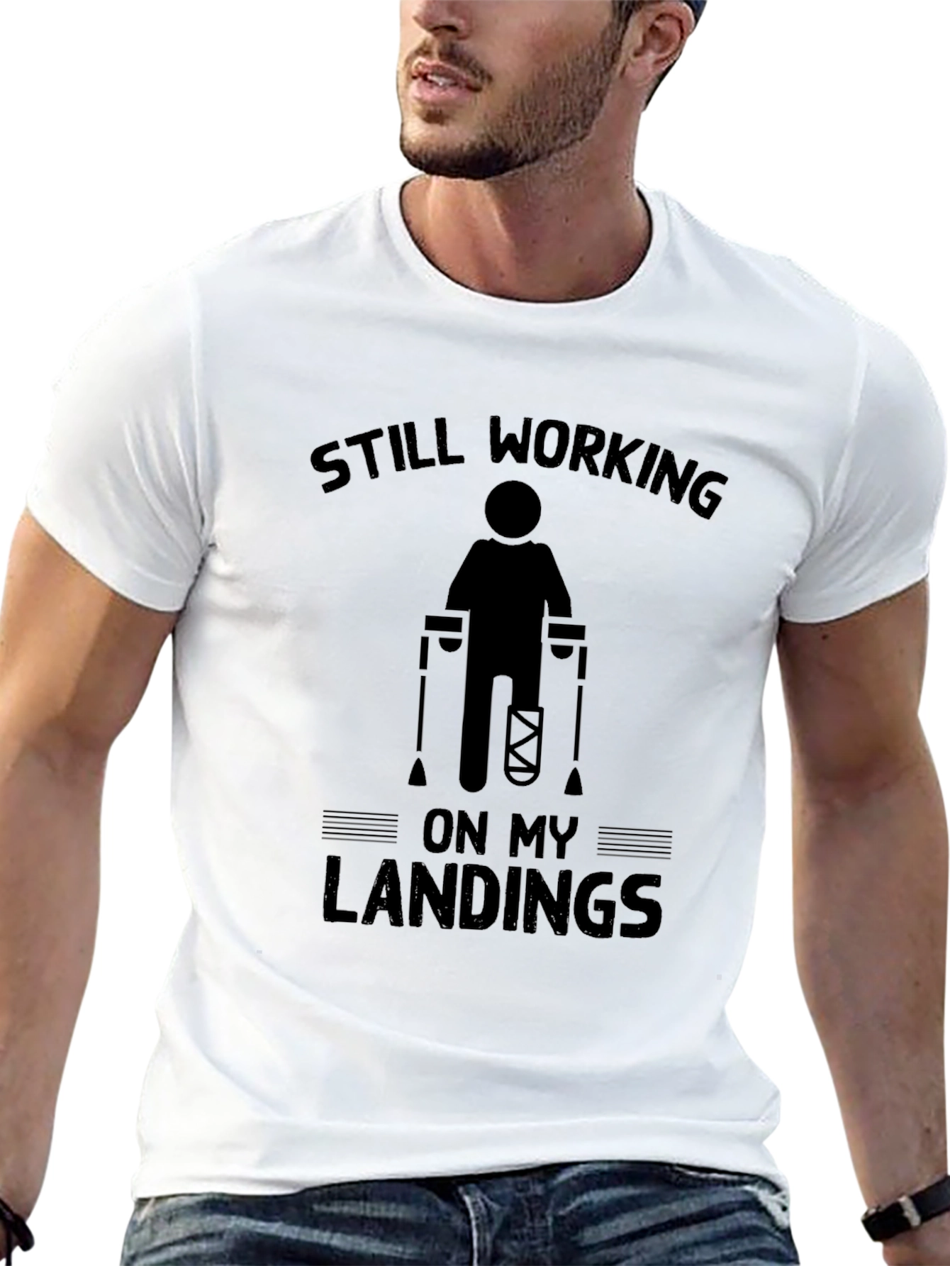 Black Still Working On My Landings Funny Injury T-Shirt view 13