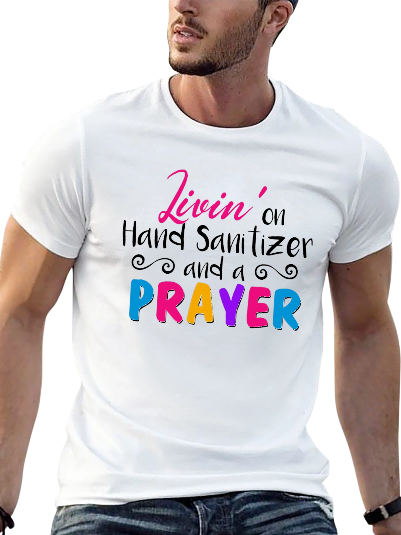 Black Livin' on Hand Sanitizer and a Prayer T-Shirt view 13