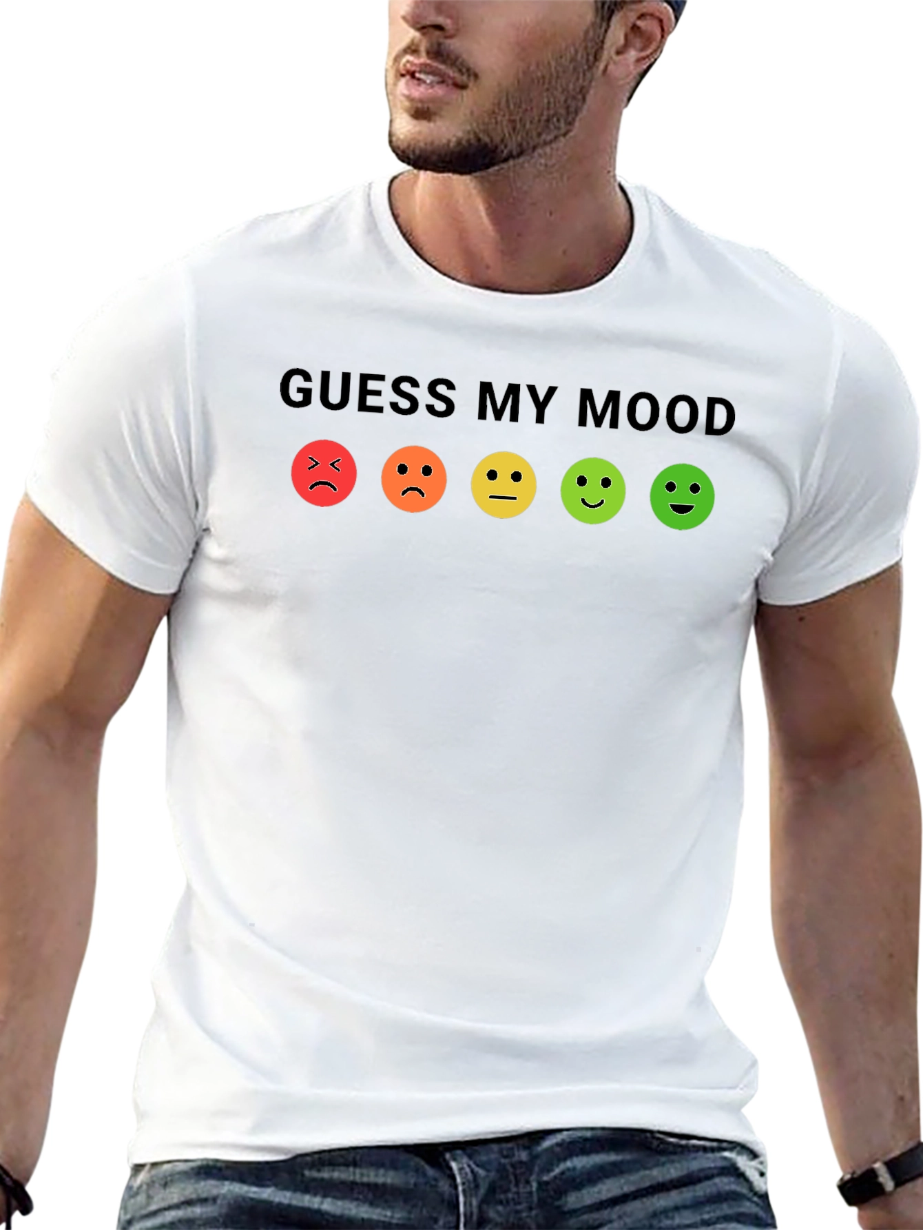 Black Guess My Mood T-Shirt - Funny Emoji Tee view 13