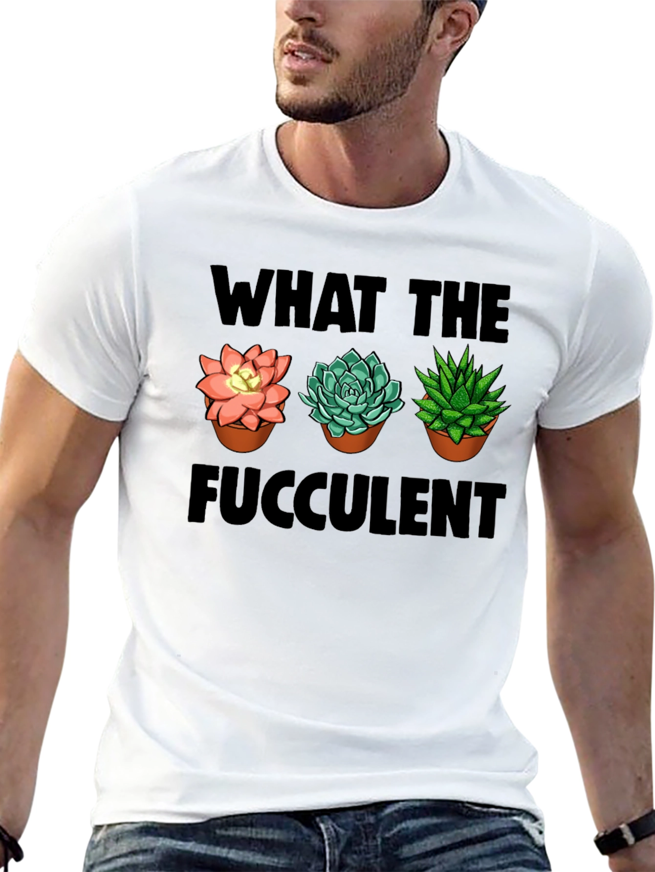 Black What The Fucculent T-Shirt - Funny Succulent Lover Tee view 13